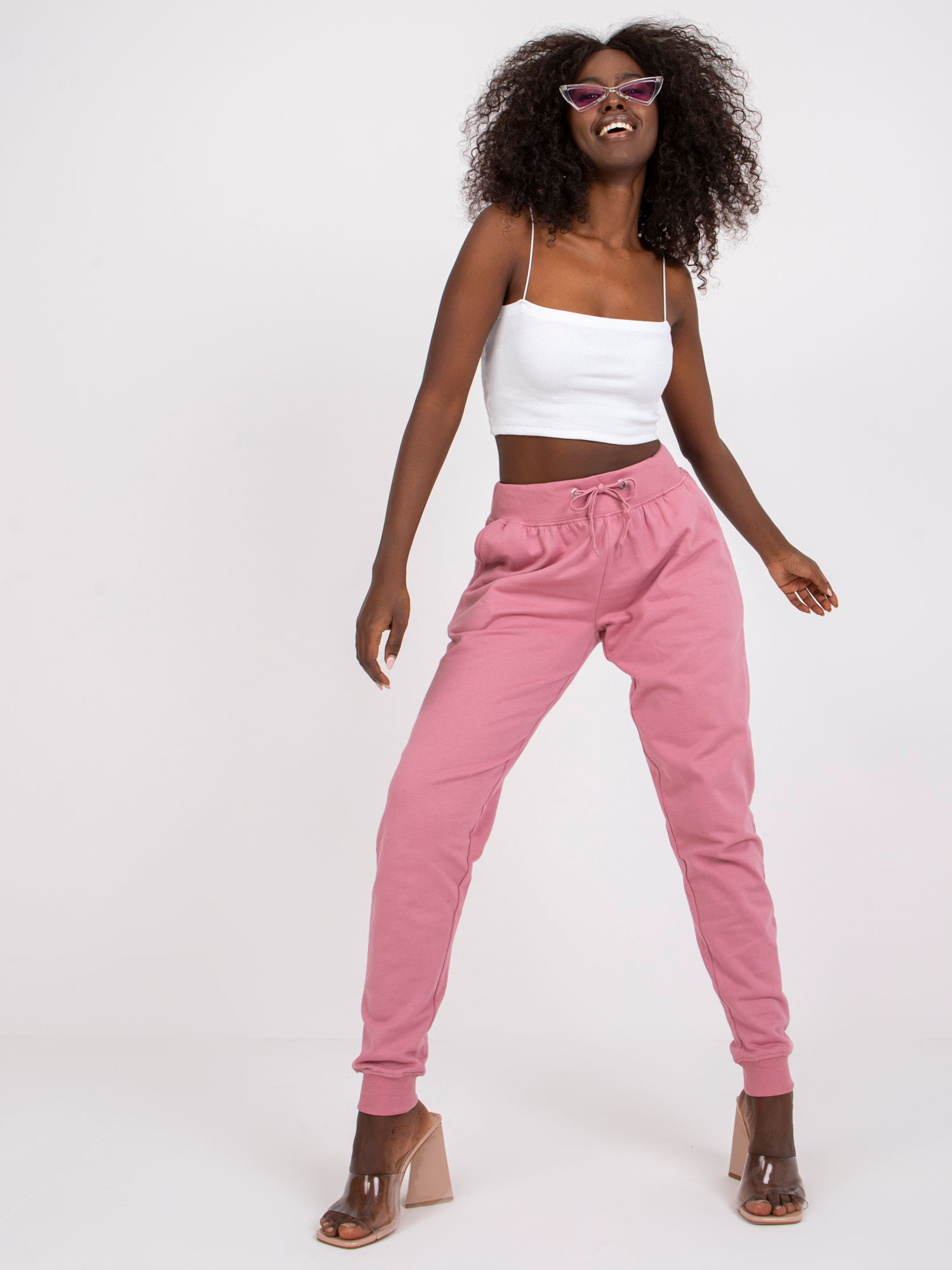 Ružové basic tepláky Jessica TW-DR-1033.16P-pink Veľkosť: S
