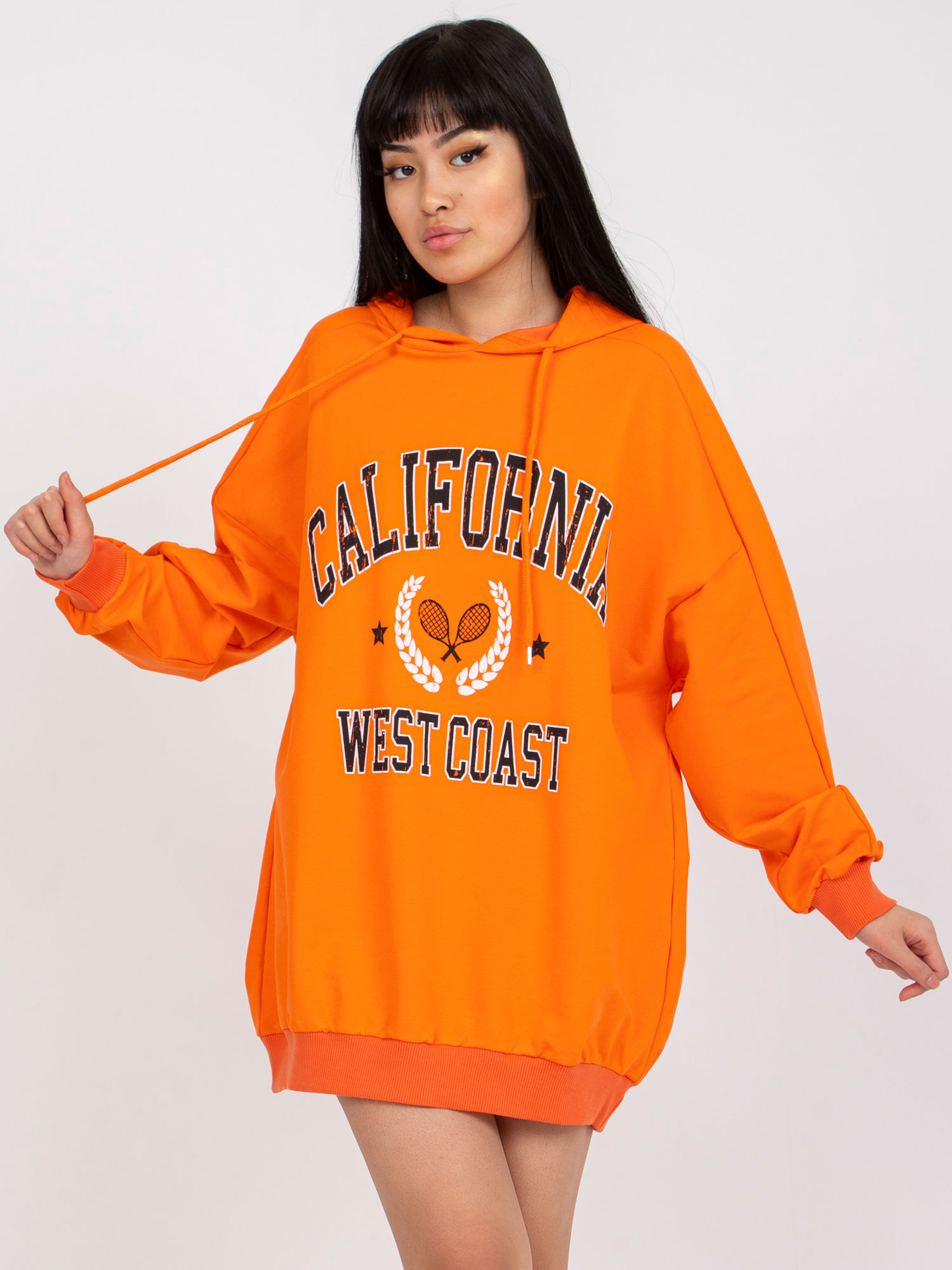 Oranžová dámska oversize mikina s nápisom FA-BL-7706.58-orange Veľkosť: ONE SIZE