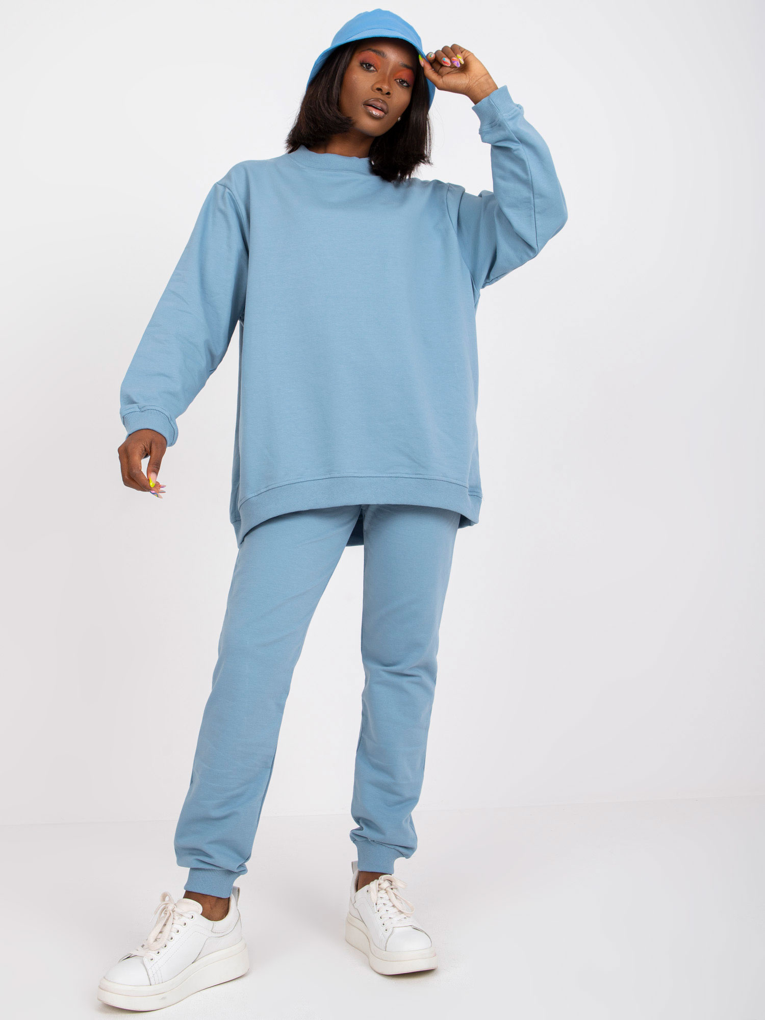 Svetlomodrá dámska mikina bez kapucne AP-BL-A-R001-light blue Veľkosť: S/M