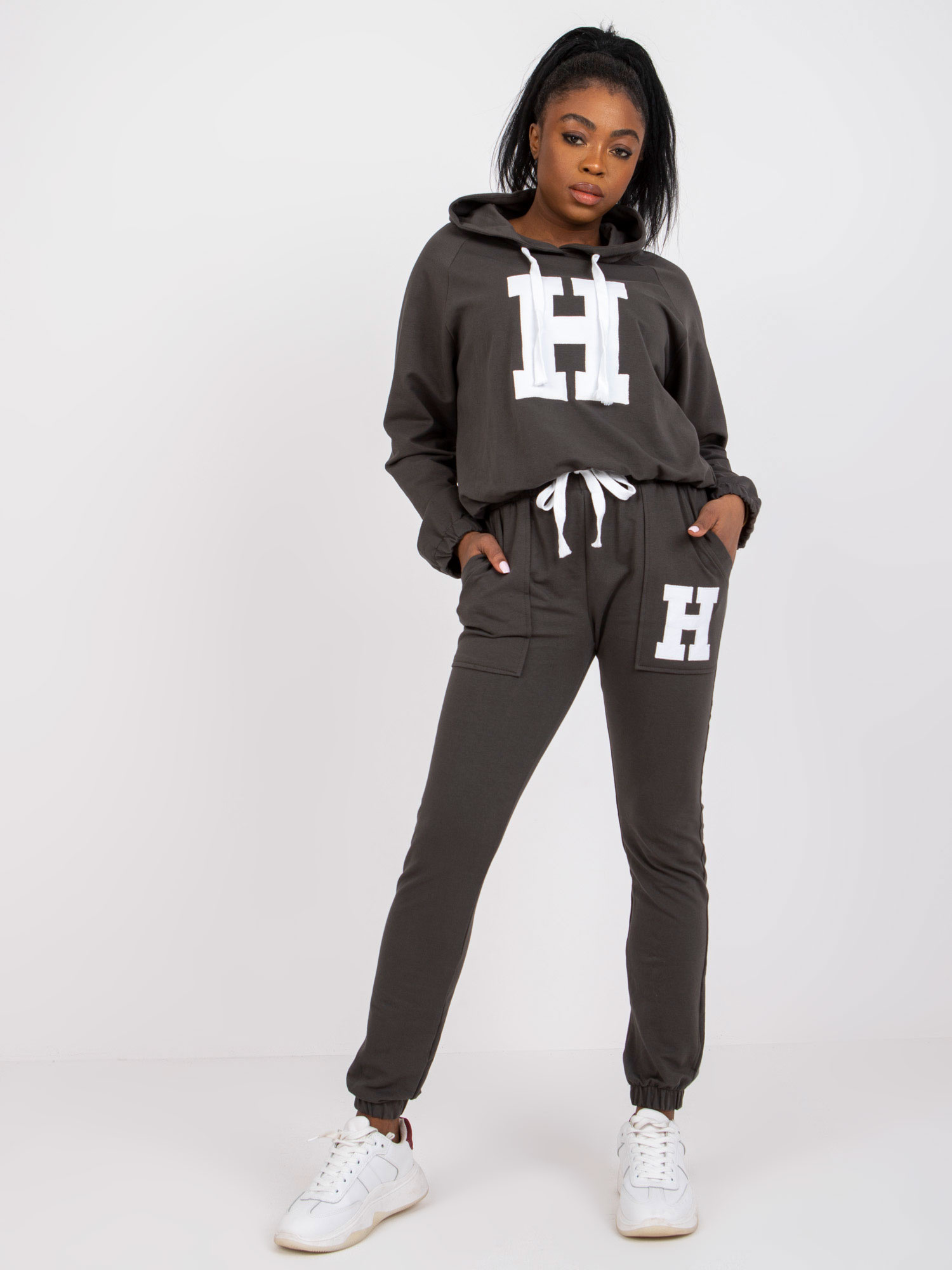 Khaki tepláková súprava s kapucňou -RV-KMPL-7802.34P-khaki Veľkosť: L/XL