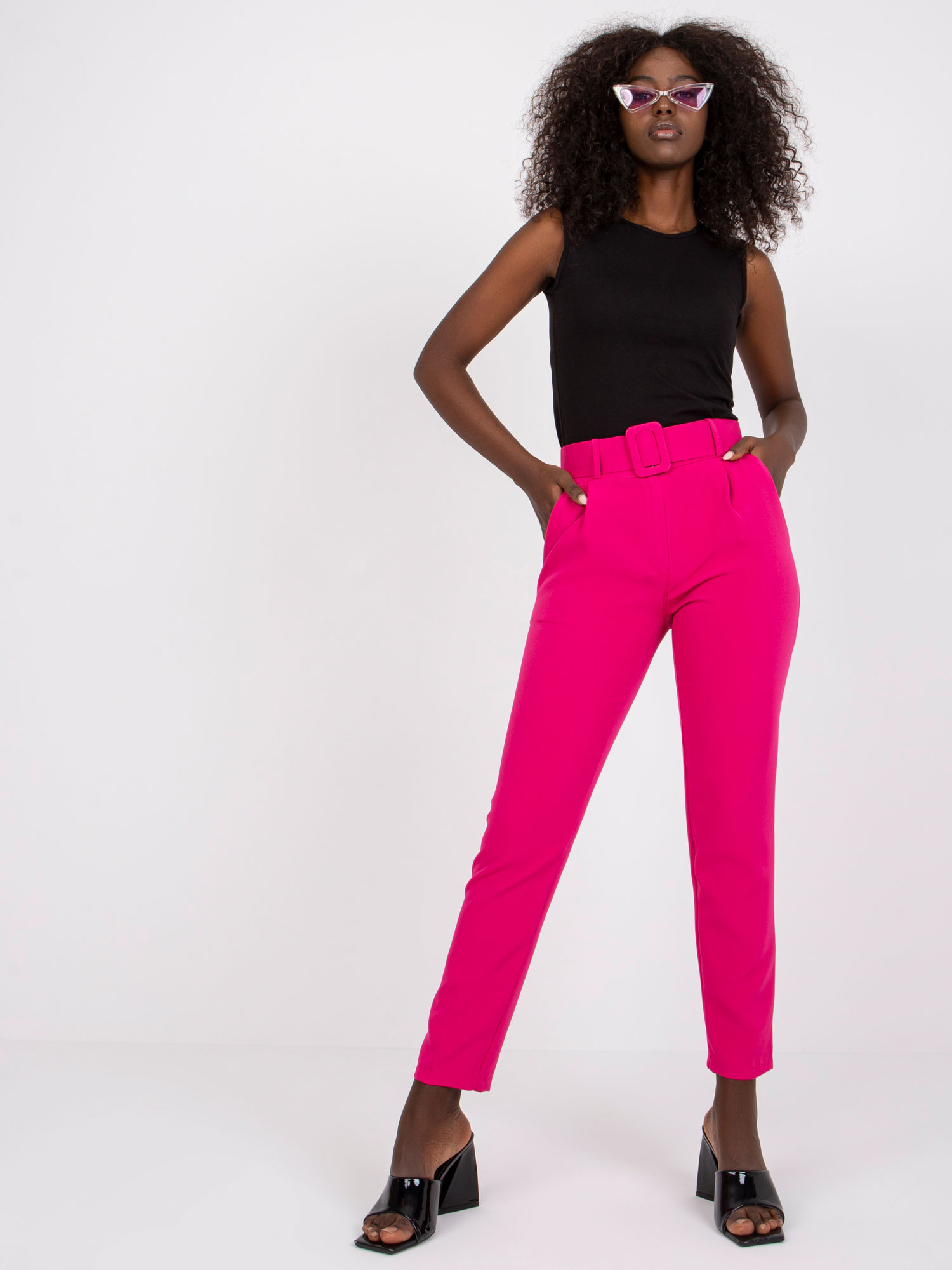 Fuchsiové nohavice Giulia s opaskom -DHJ-SP-12787.21X-fuchsia pink Veľkosť: 2XL