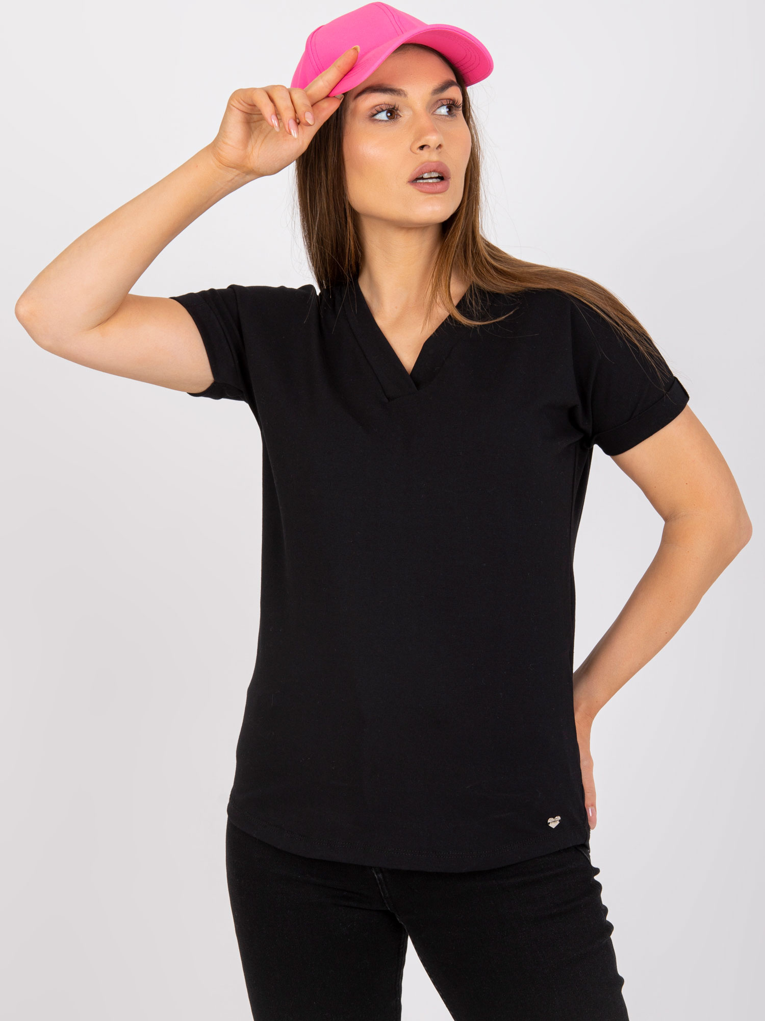 Čierne dámske basic tričko RV-TS-7666.19-black Veľkosť: S/M