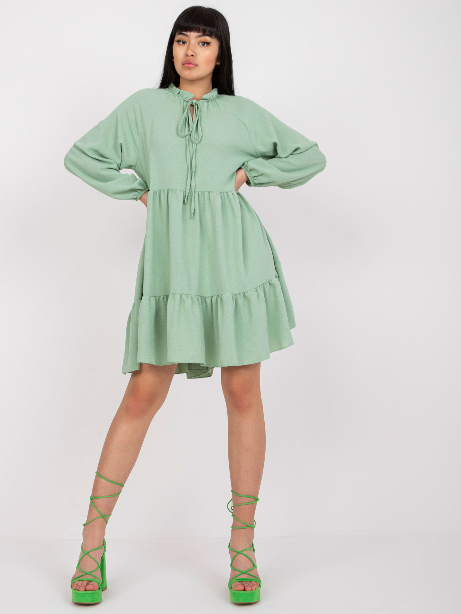 Svetlozelené voľné šaty DHJ-SK-C2201.68-light green Veľkosť: ONE SIZE