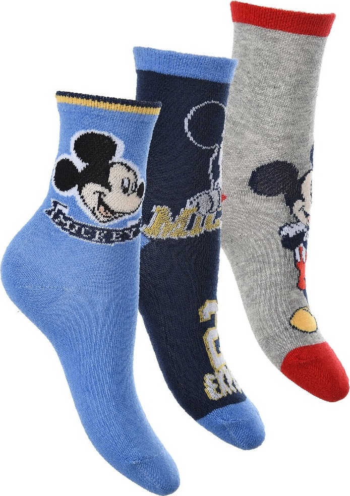 Trojbalenie chlapčenských ponožiek Disney Mickey - modrá/modrá/sivá Veľkosť: 23/26