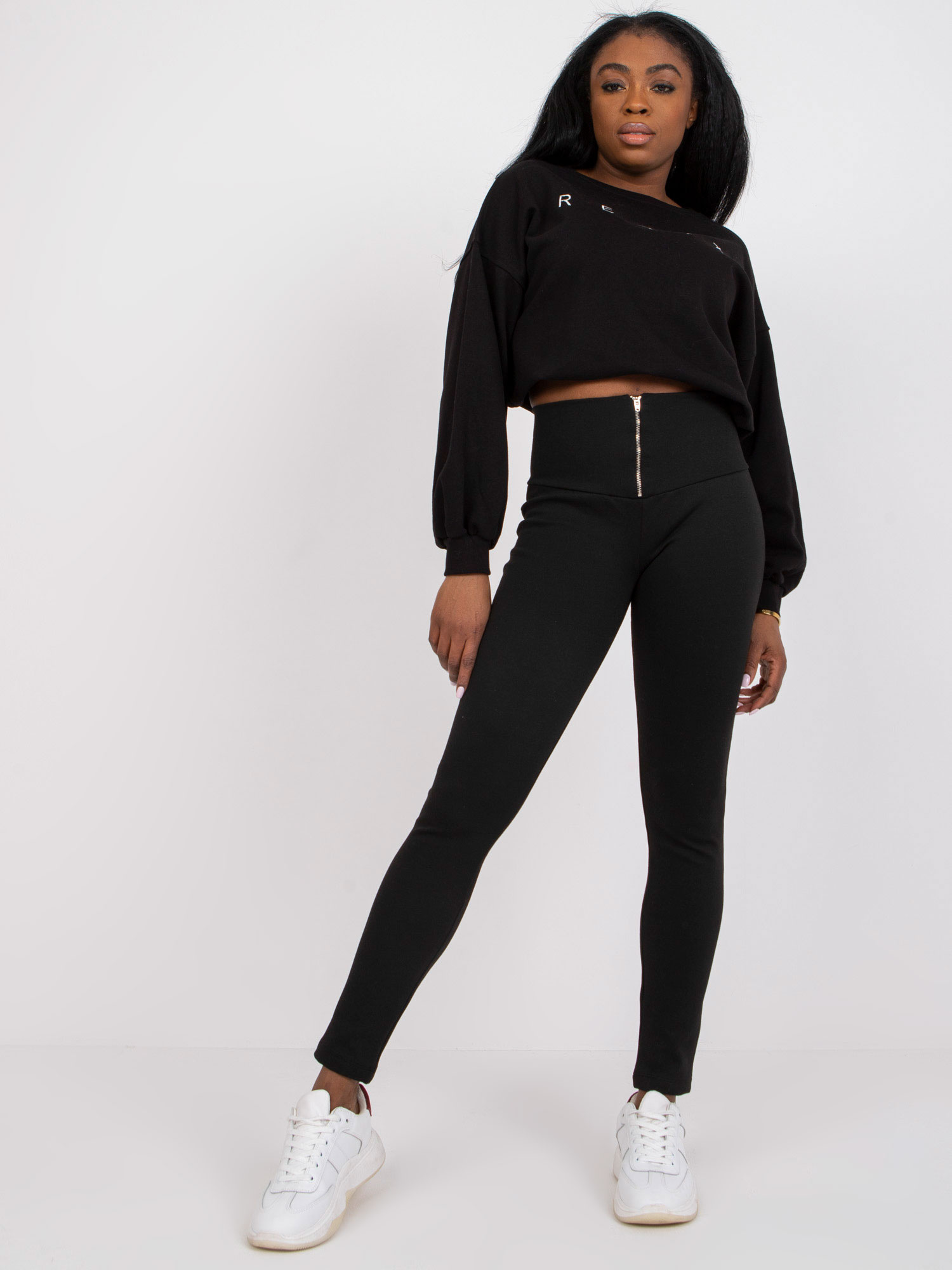 Čierne legíny so zipsom CA-LG-6247.19P-black Veľkosť: S