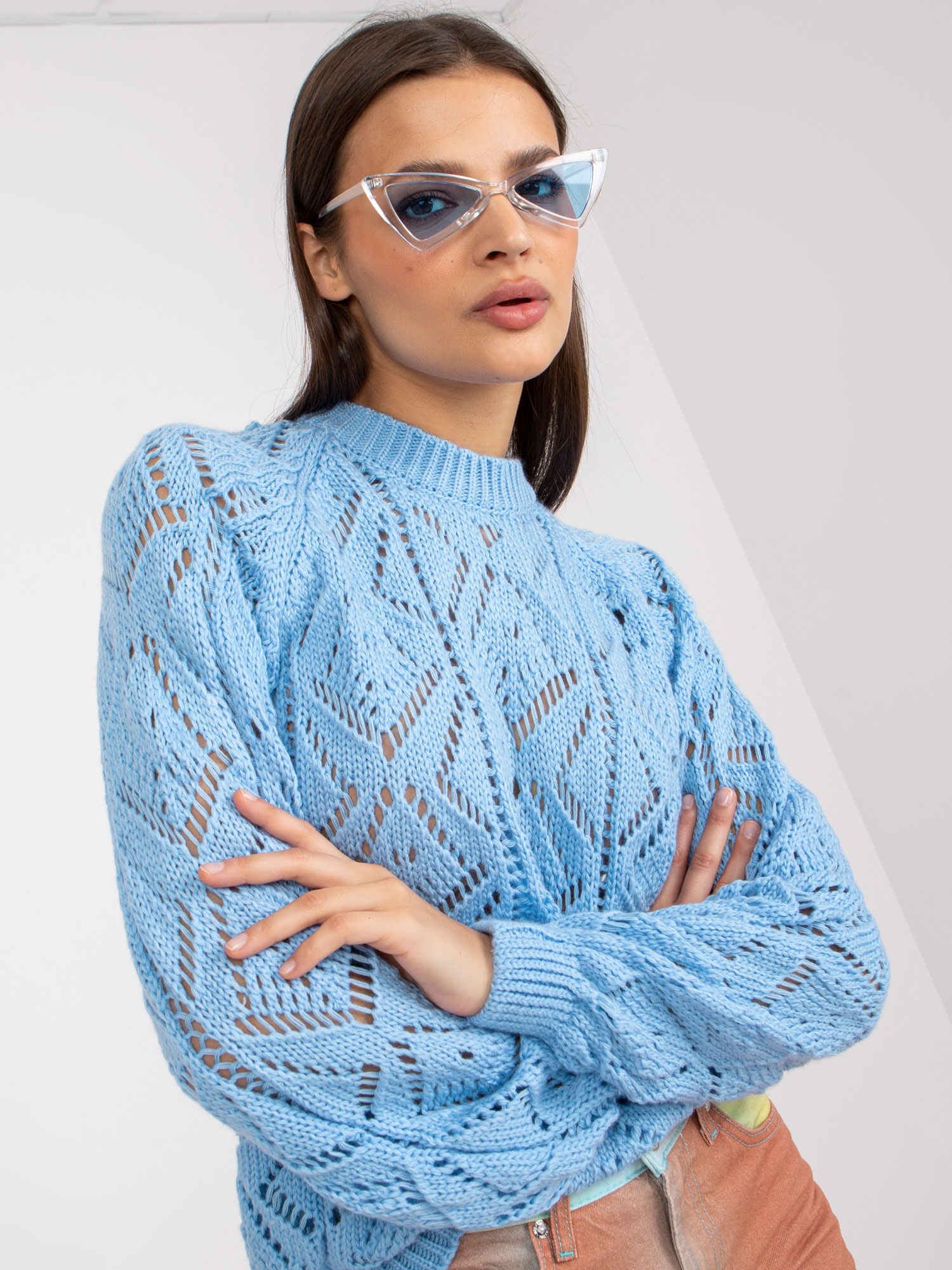 Svetlo modrý dámsky sveter LC-SW-0254.64-light blue Veľkosť: ONE SIZE