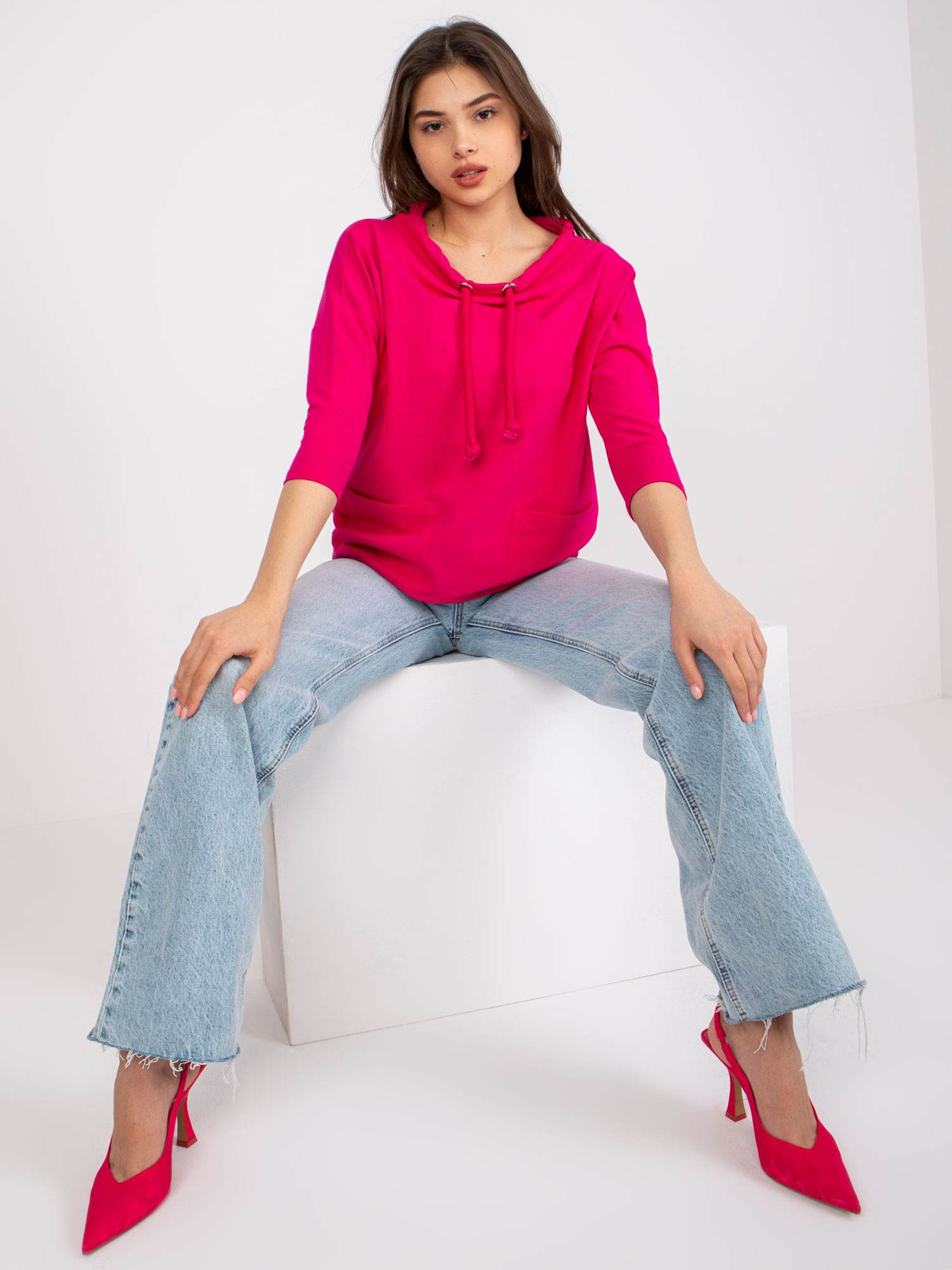 Fuchsiová mikinová blúzka -LA-BZ-B586.29X-fuchsia Veľkosť: M