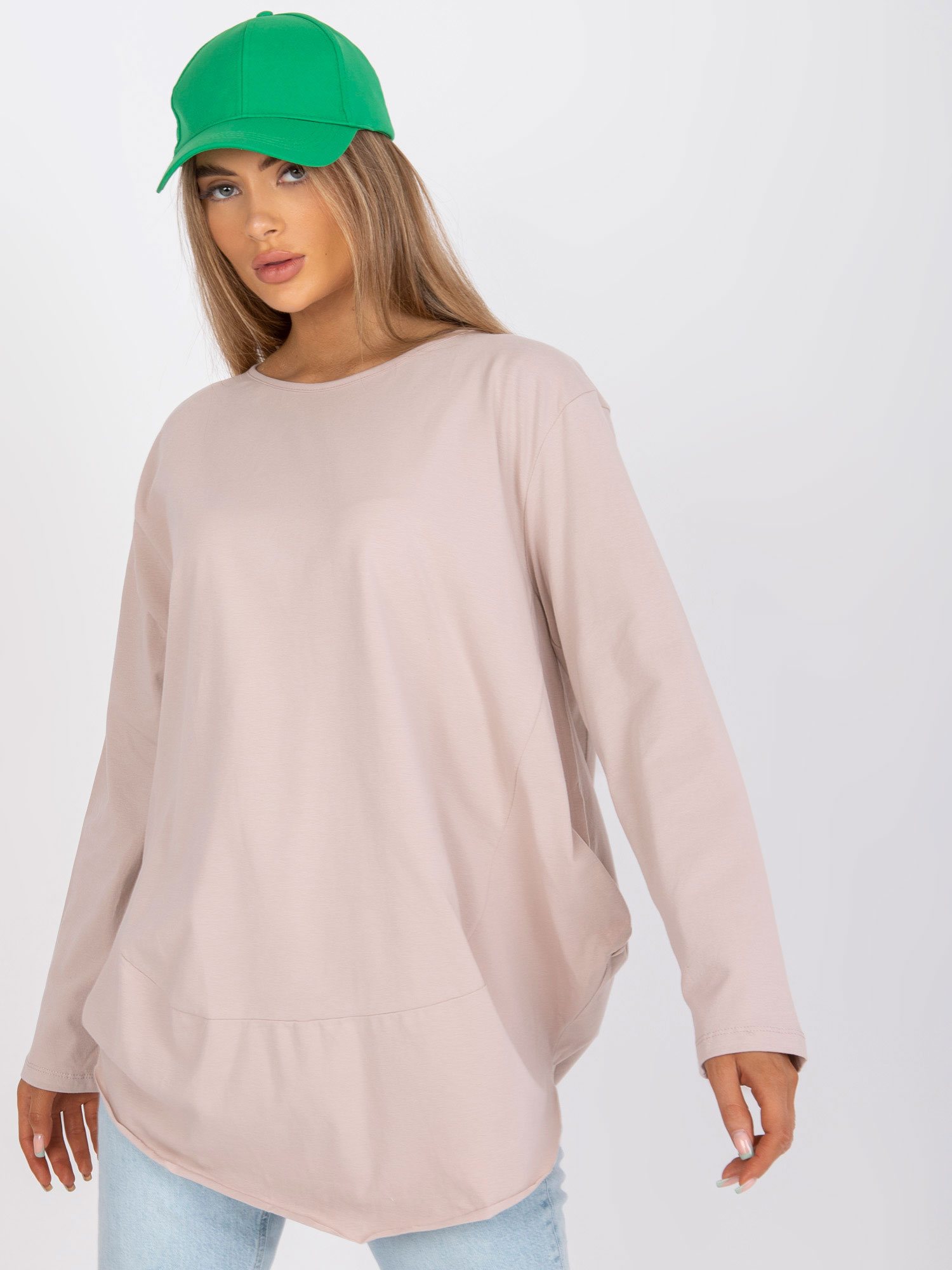 BÉŽOVÁ VOĽNÁ BLÚZKA -EM-BZ-611.61P-BEIGE Veľkosť: ONE SIZE