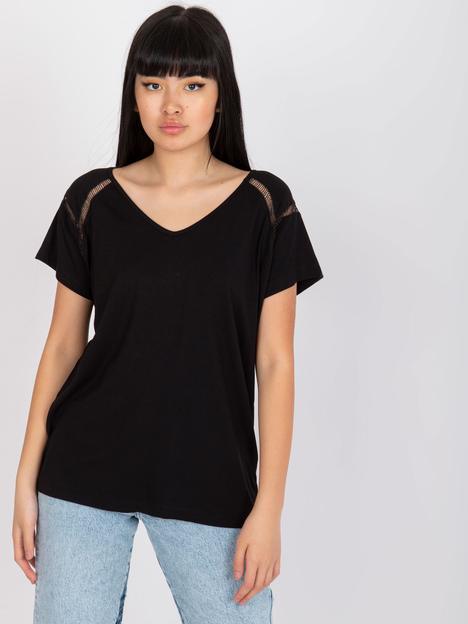 Čierne dámske tričko s krátkymi rukávmi FA-BZ-7237.40P-black Veľkosť: ONE SIZE