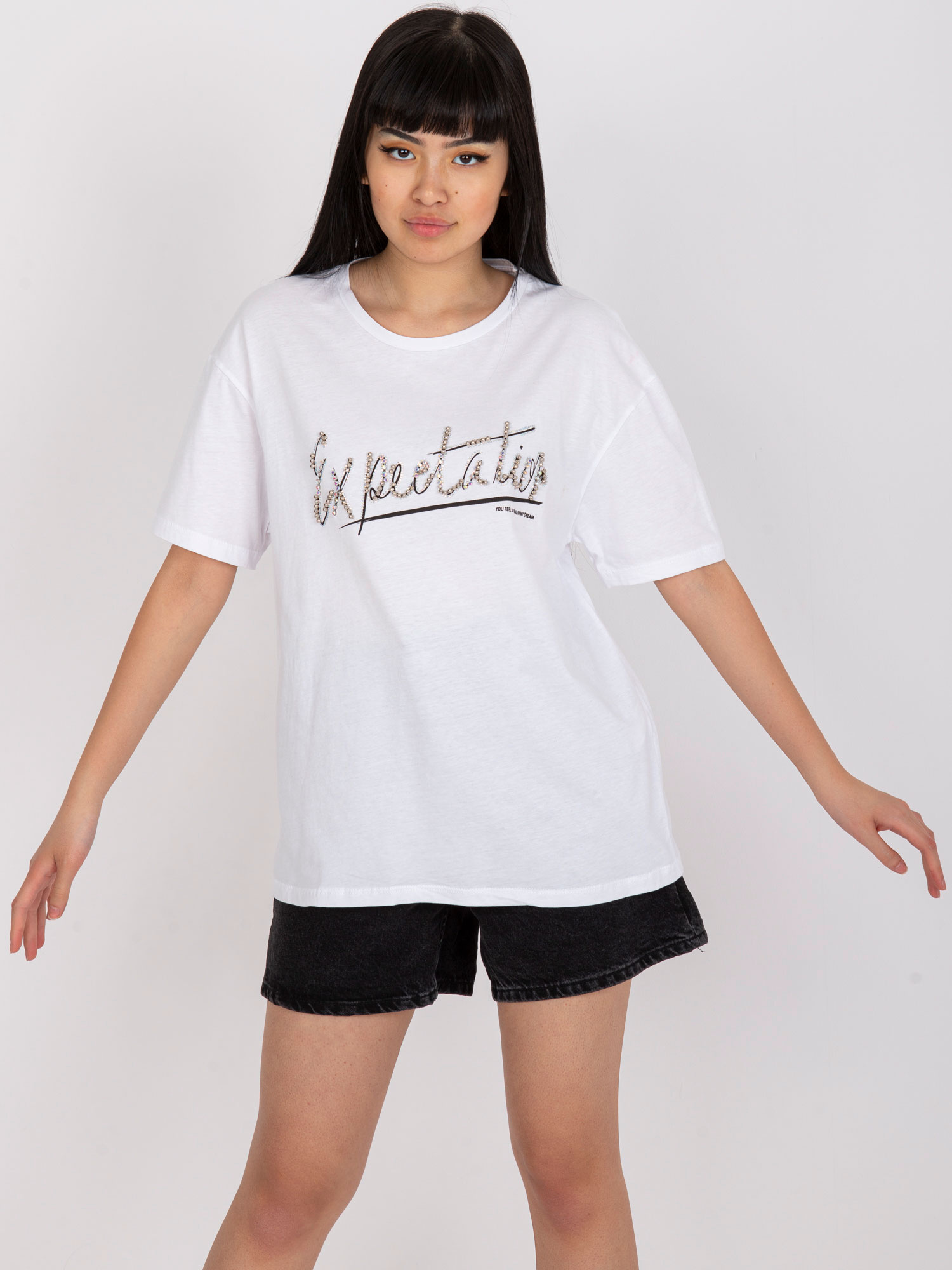 Biele dámske bavlnené tričko s nápisom HB-TS-3077.32P-white Veľkosť: L