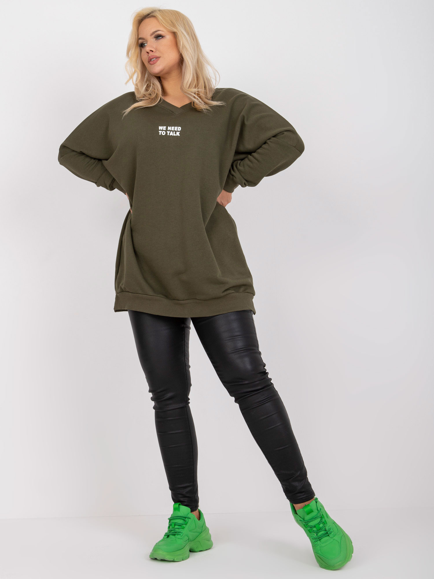 Khaki tunika so zipsom na chrbte -RV-TU-7278.81P-khaki Veľkosť: ONE SIZE