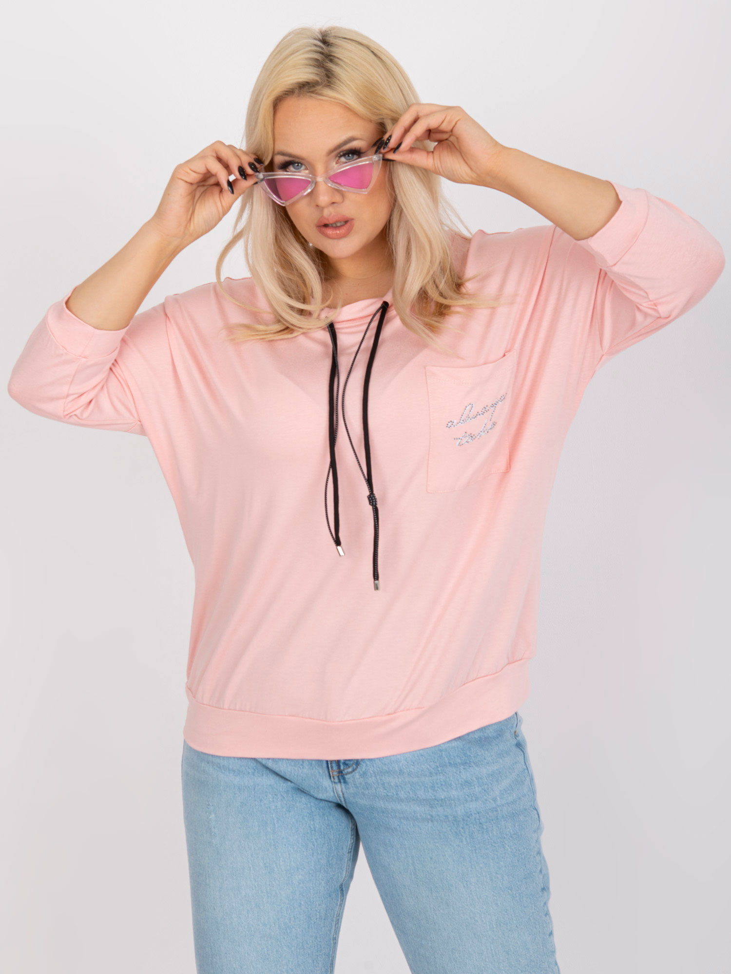 RUŽOVÁ BLÚZKA S VRECKOM RV-BZ-7584.62-PINK Veľkosť: ONE SIZE