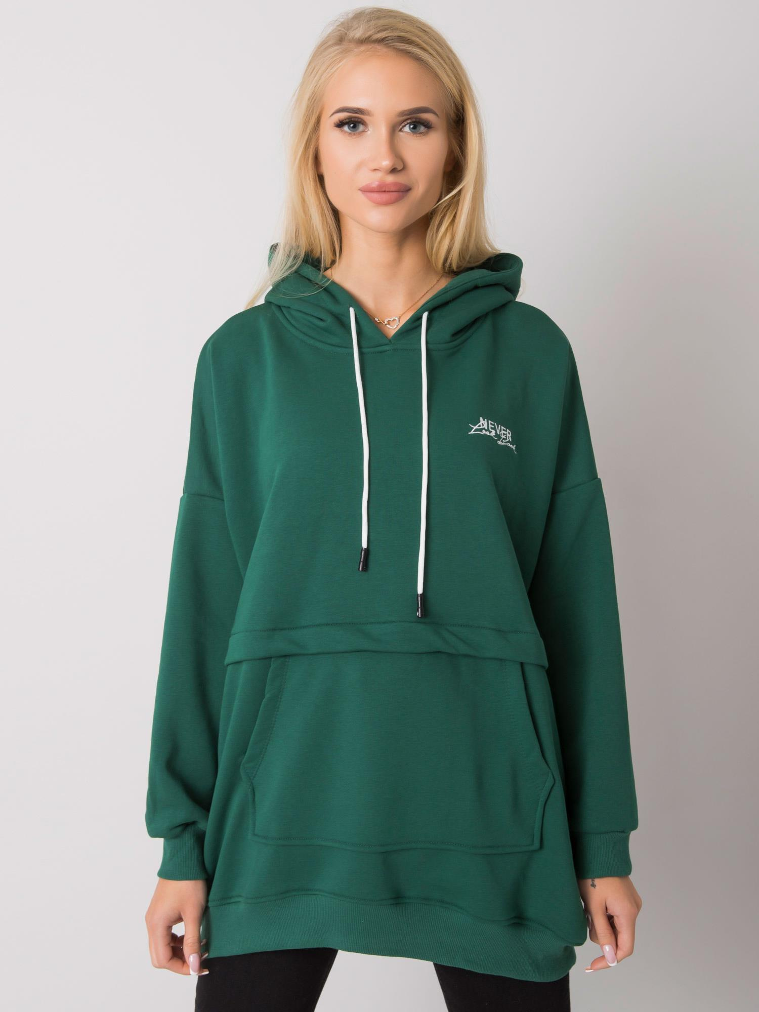 Tmavozelená oversize mikina RV-BL-7095.30P-dark green Veľkosť: ONE SIZE