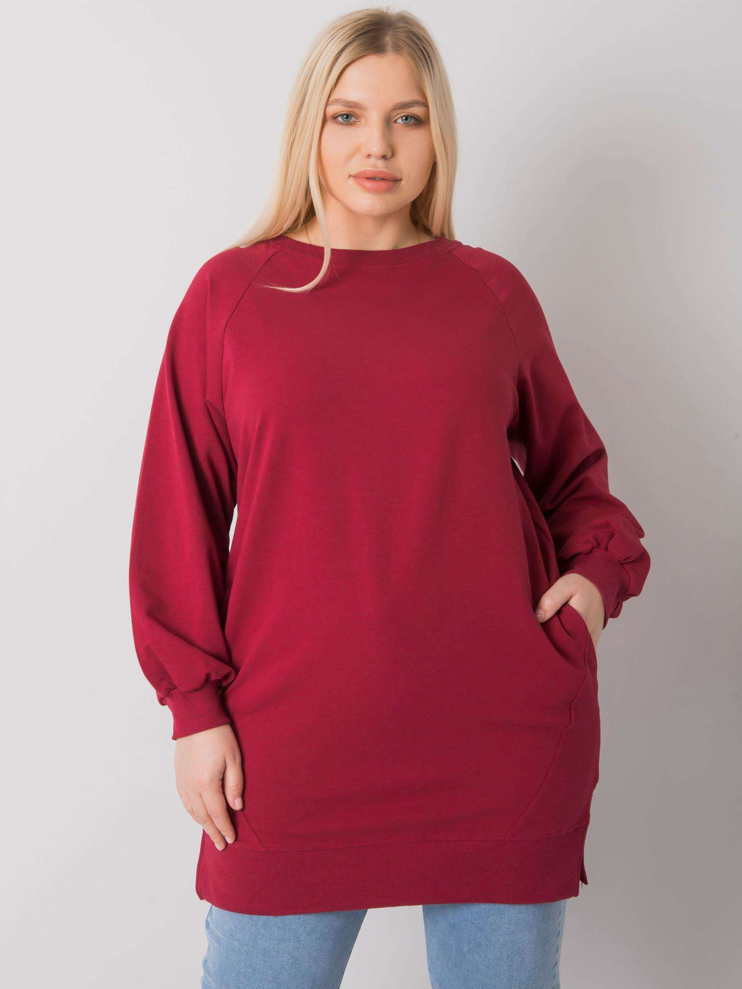 Vínová basic mikina RV-BZ-7227.95-bordo Veľkosť: ONE SIZE