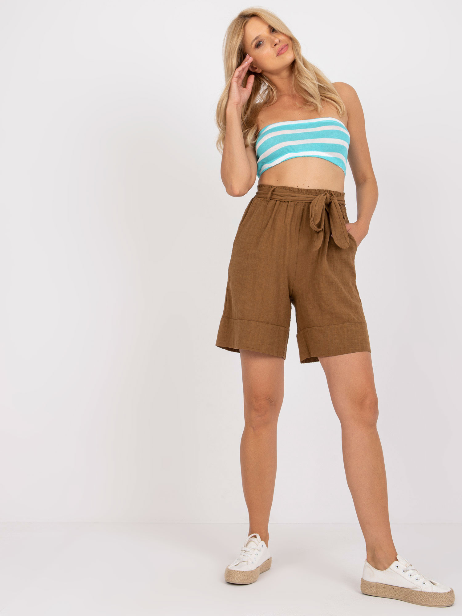 Hnedé bavlnené šortky TW-SN-BI-26464.07-brown Veľkosť: S
