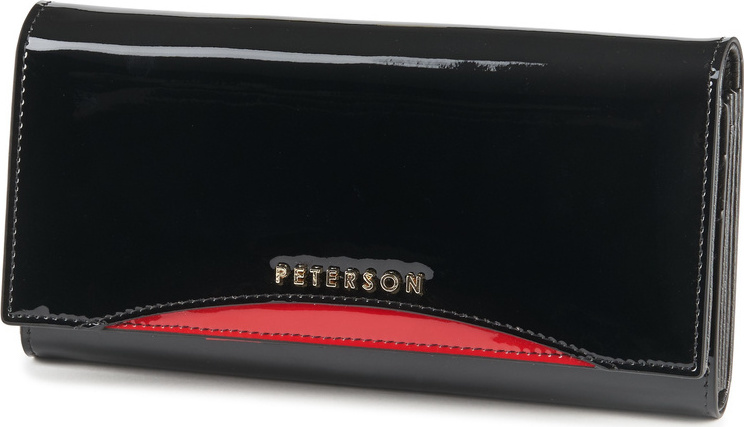 Peterson Čierna veľká kožená peňaženka Y003 PTN BC-467-BLACK RED Veľkosť: ONE SIZE