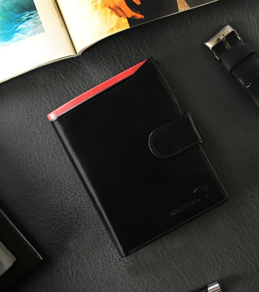 Ronaldo Čierna peňaženka s červenou vsadkou K039 N104L-VT BLACK-RED Veľkosť: ONE SIZE