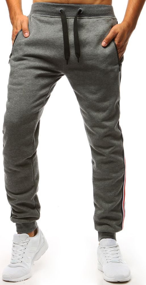 Tmavosivé tepláky s červeným pruhom UX3623 Veľkosť: M