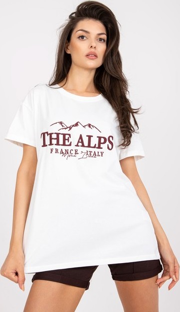 Biele voľné tričko s výšivkou The Alps -FA-TS-7720.43P-white Veľkosť: ONE SIZE