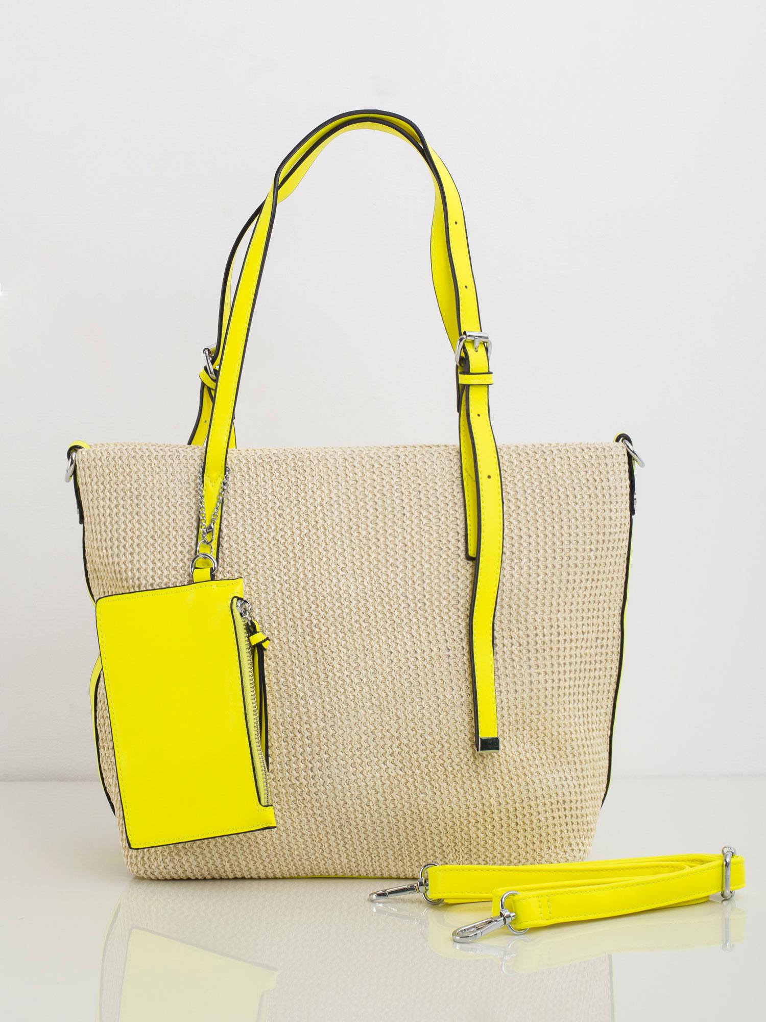 BÉŽOVÁ SHOPPER KABELKA S ŽLTÝM LEMOVANÍM OW-TR-MC786-YELLOW Veľkosť: ONE SIZE