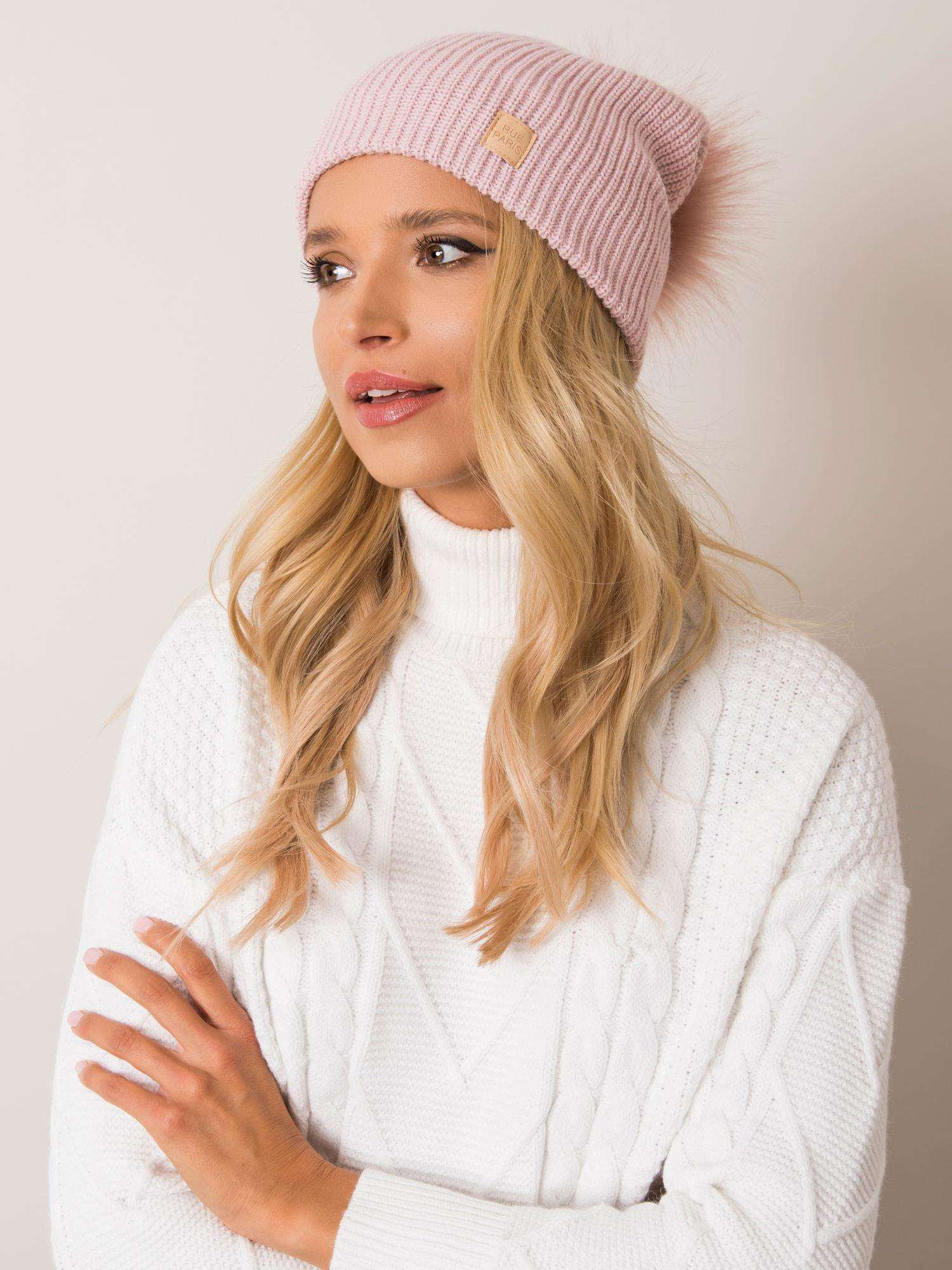 Ružová dámska čiapka s brmbolcom JK-CZ-15.70-pink Veľkosť: ONE SIZE