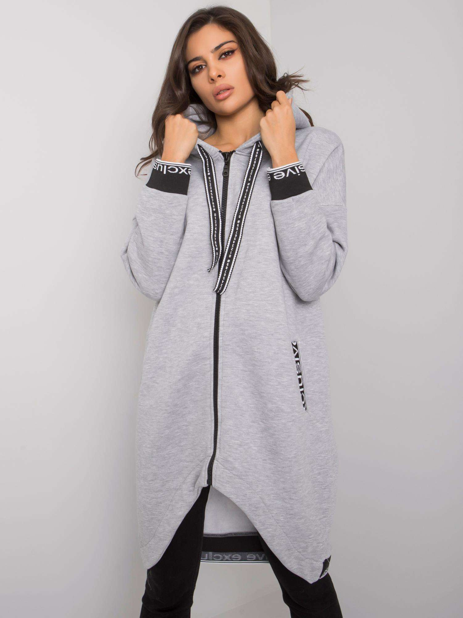 Svetlosivá dámska dlhá mikina na zips RV-BL-6832.10-gray Veľkosť: S/M