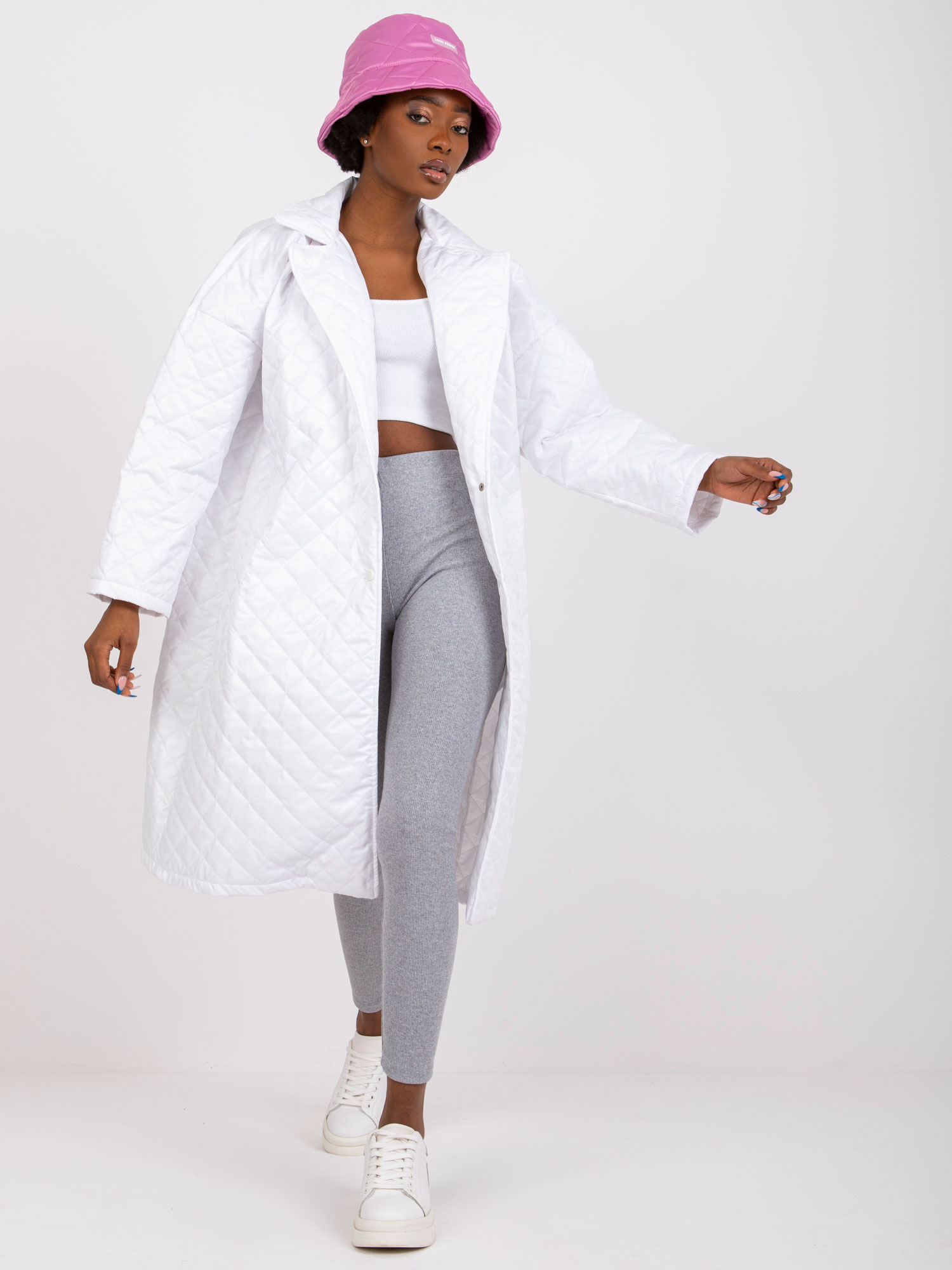 Biely prešívaný kabát Sofia -EM-PL-655.91-white Veľkosť: S