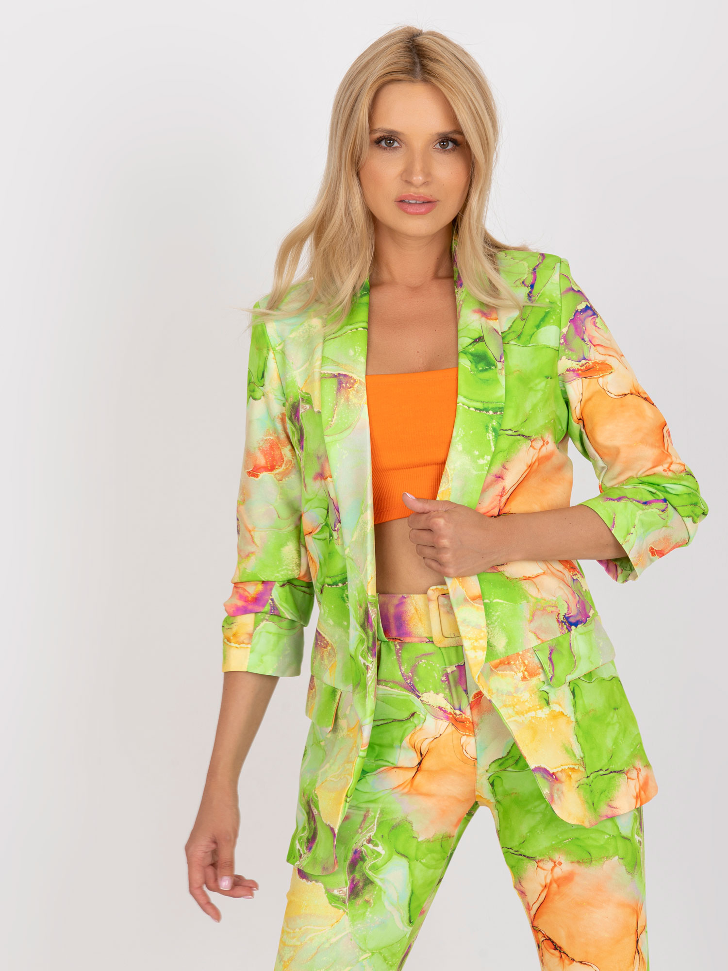 Svetlozelené vzorované sako DHJ-MA-7684A-1.22X-light green Veľkosť: M