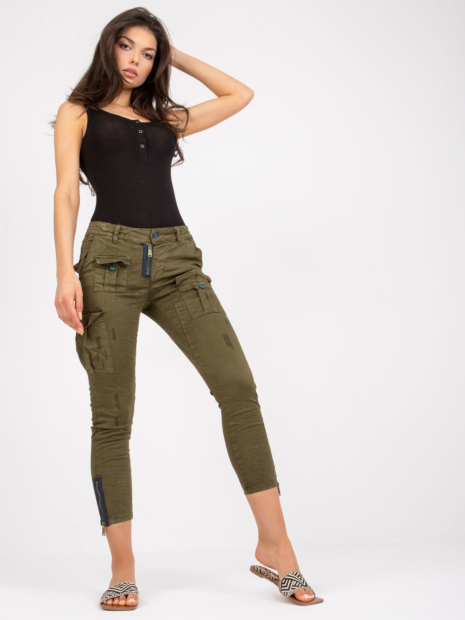 Khaki nohavice s vreckami -EM-SP-DY218.85-kaki Veľkosť: XS