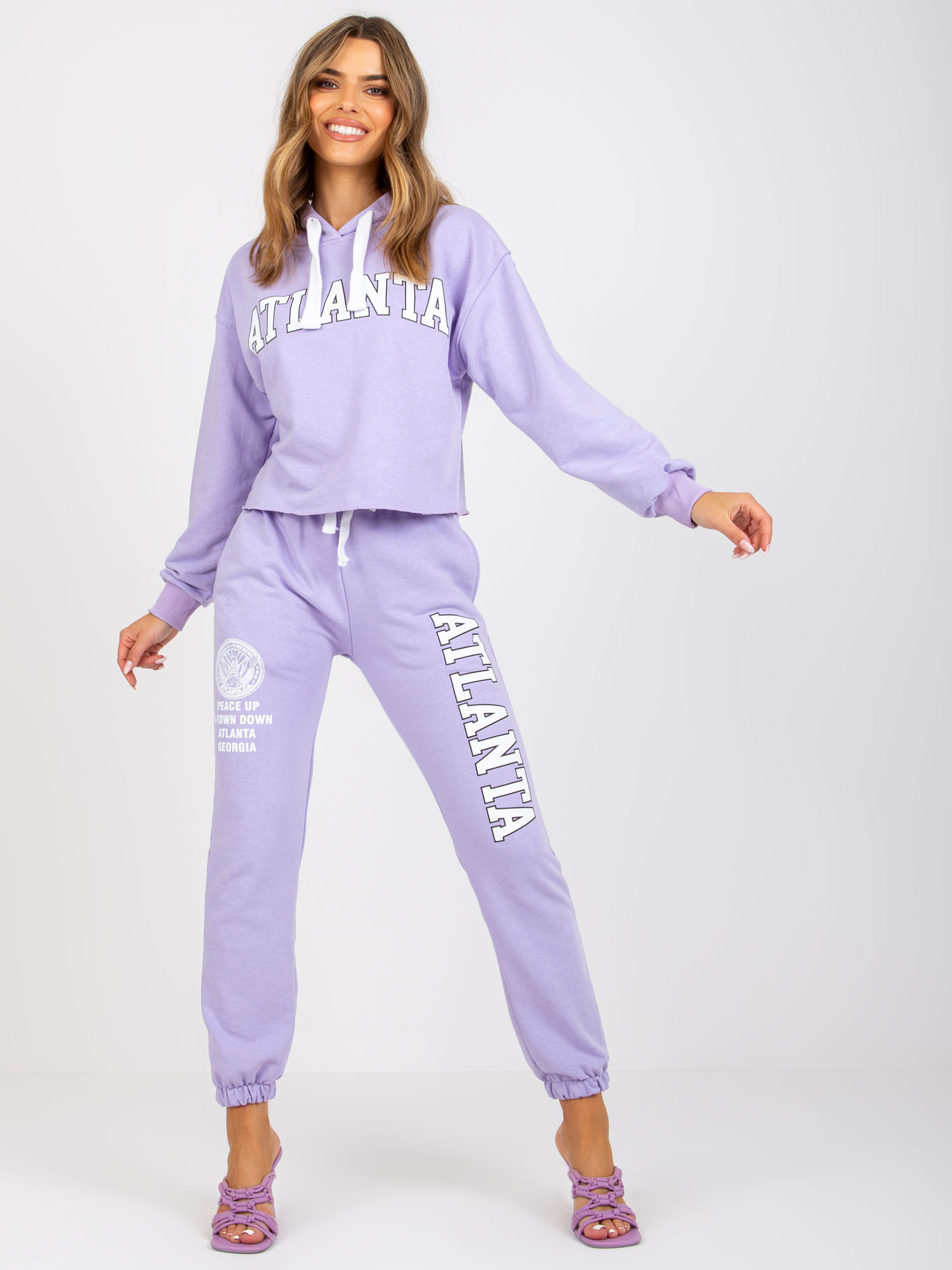 Fialová tepláková súprava s kapucňou EM-KMPL-734.35P-purple Veľkosť: ONE SIZE