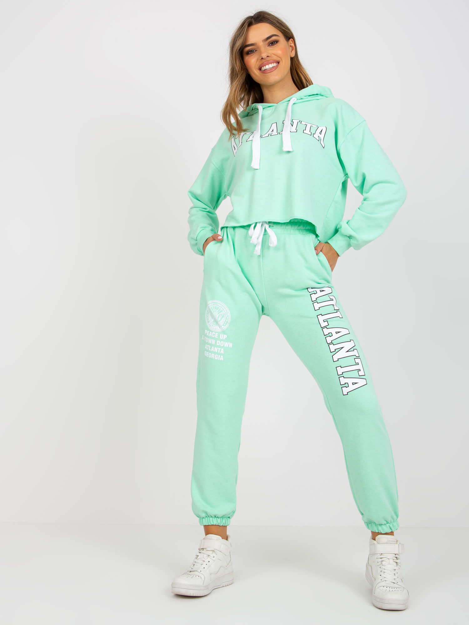 Mintová tepláková súprava s kapucňou EM-KMPL-734.35P-light green Veľkosť: ONE SIZE