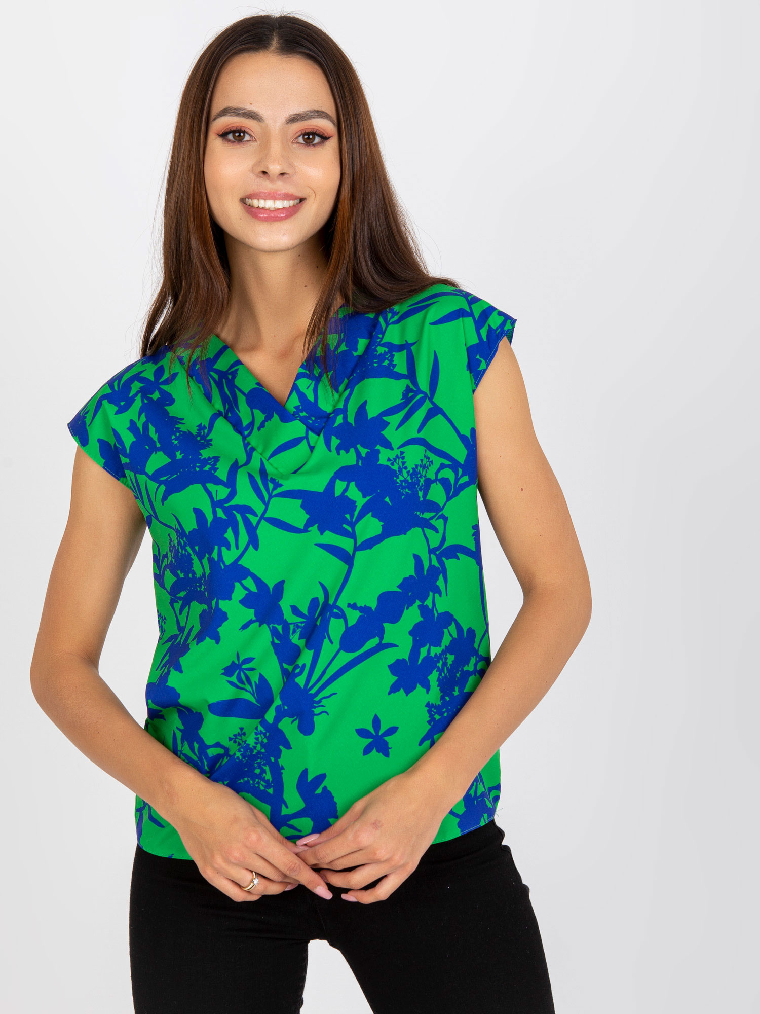 Zeleno-modrá vzorovaná blúzka -WN-BZ-3005-2.83-green Veľkosť: S