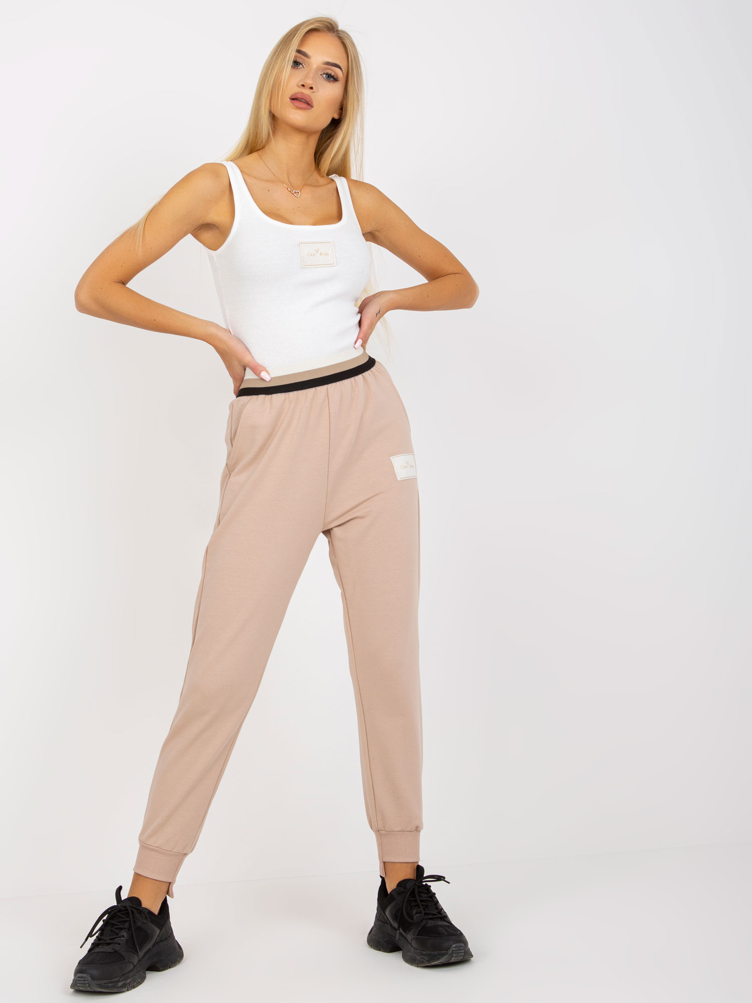 Béžové pohodlné tepláky TW-DR-OB030.57-beige Veľkosť: L