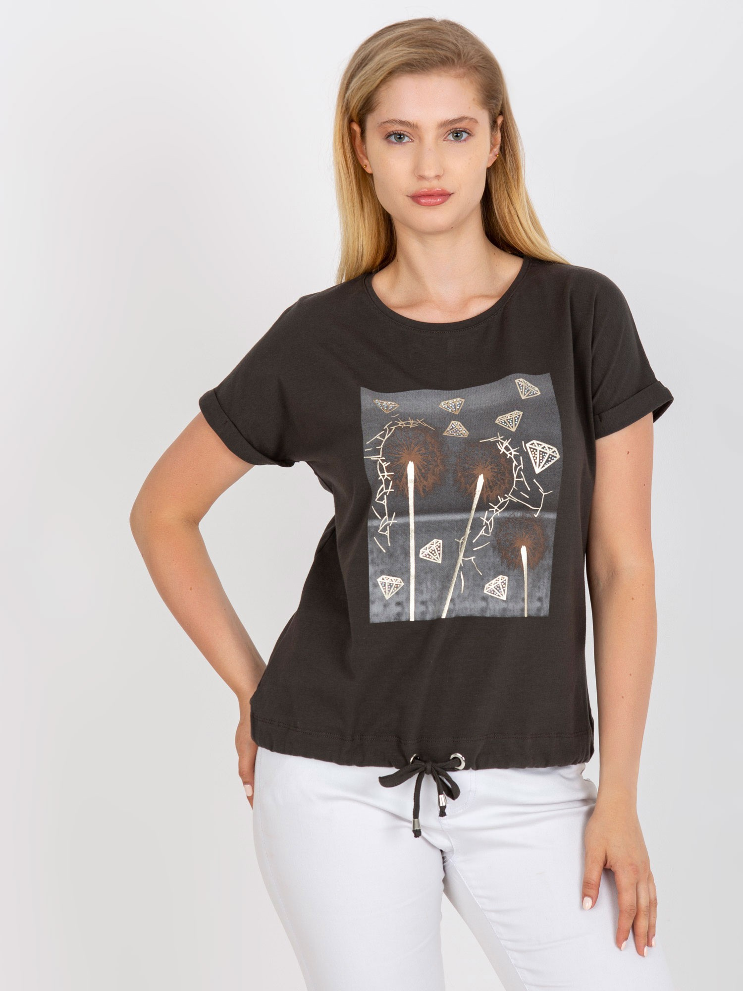 Khaki tričko s potlačou púpav RV-TS-0237.84P-khaki Veľkosť: ONE SIZE