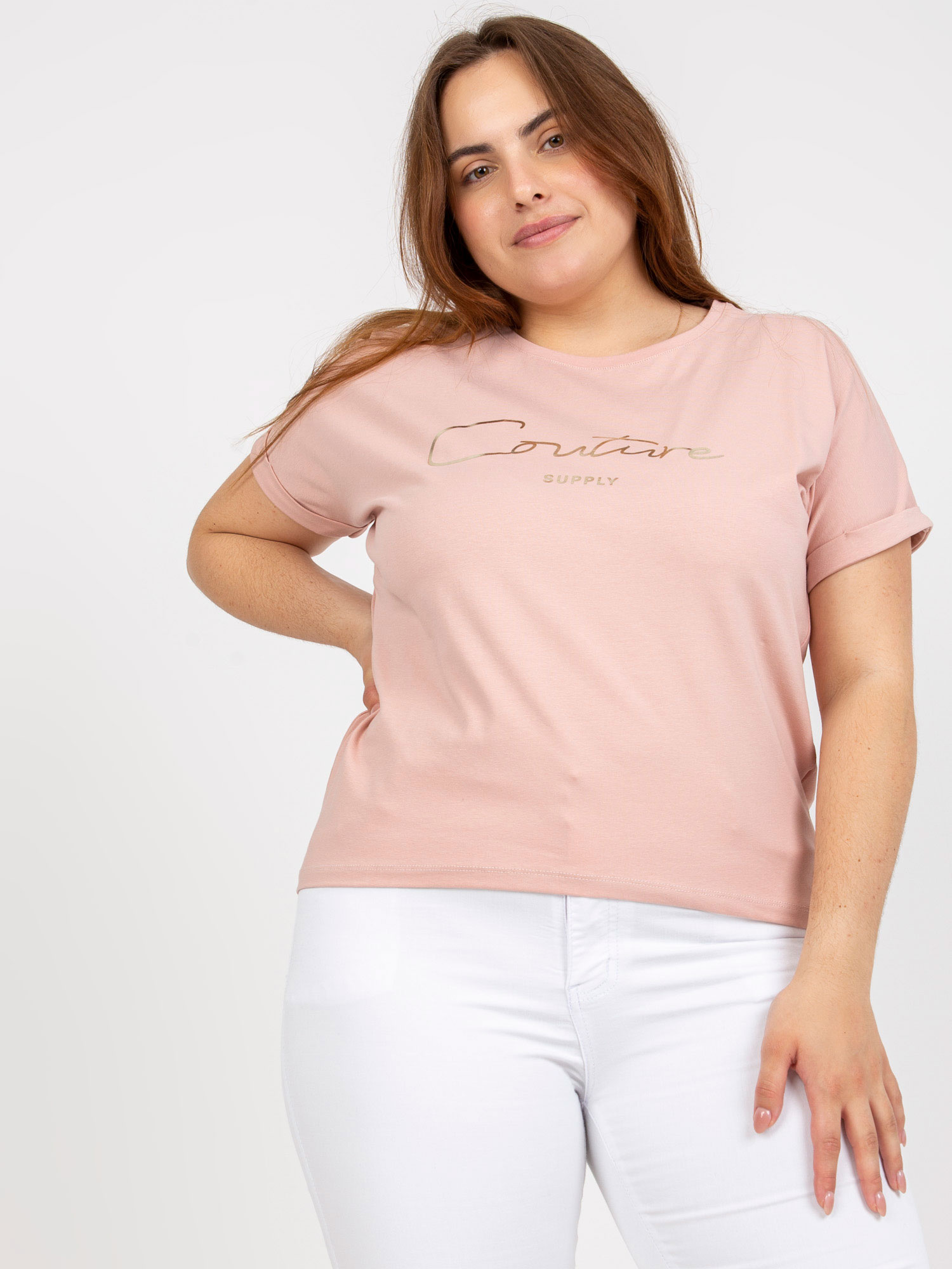 Pudrové tričko "Couture" RV-TS-7775.66P-powder pink Veľkosť: ONE SIZE