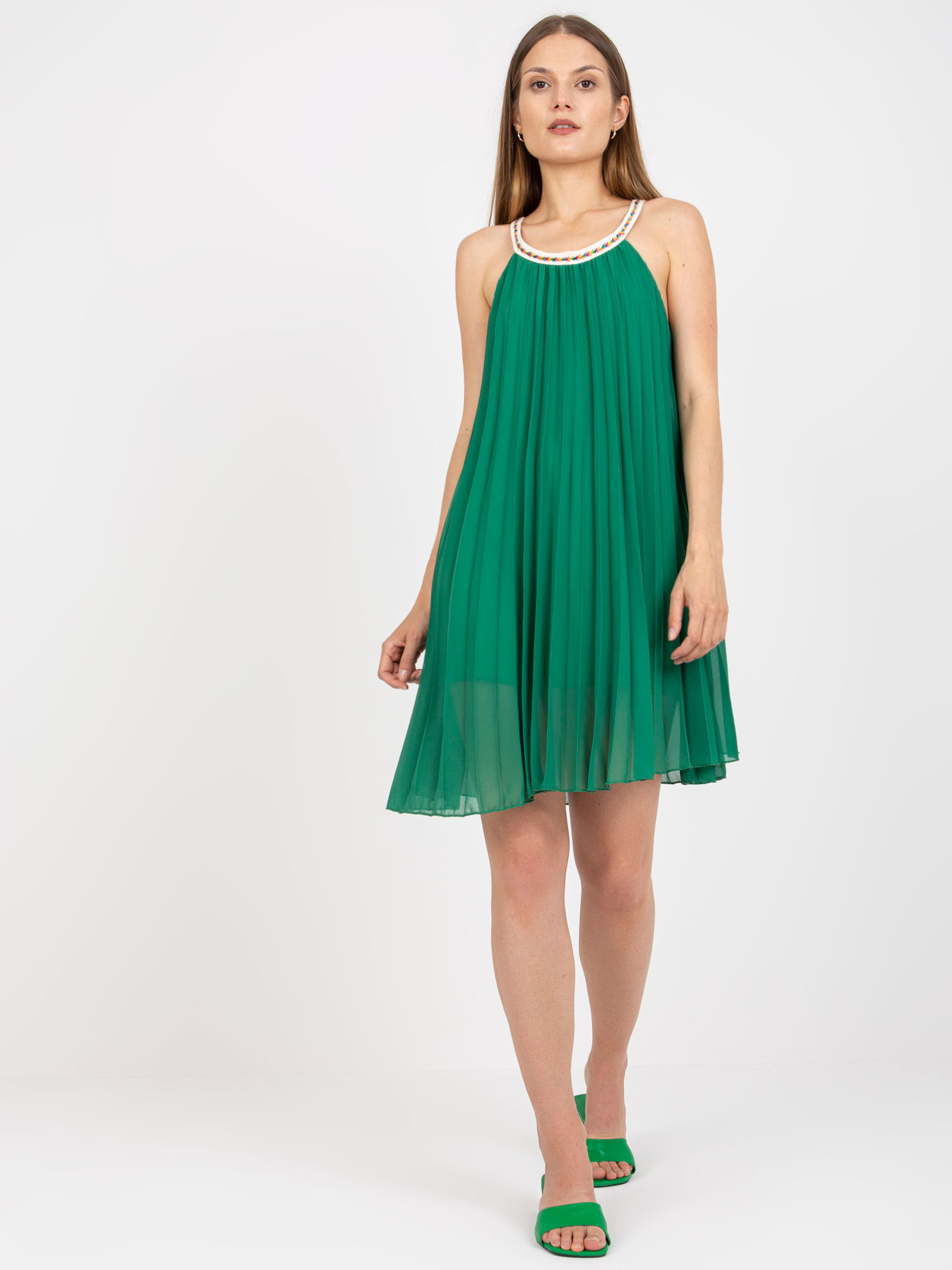 Tmavozelené plisované šaty DHJ-SK-0010.35-dark green Veľkosť: ONE SIZE