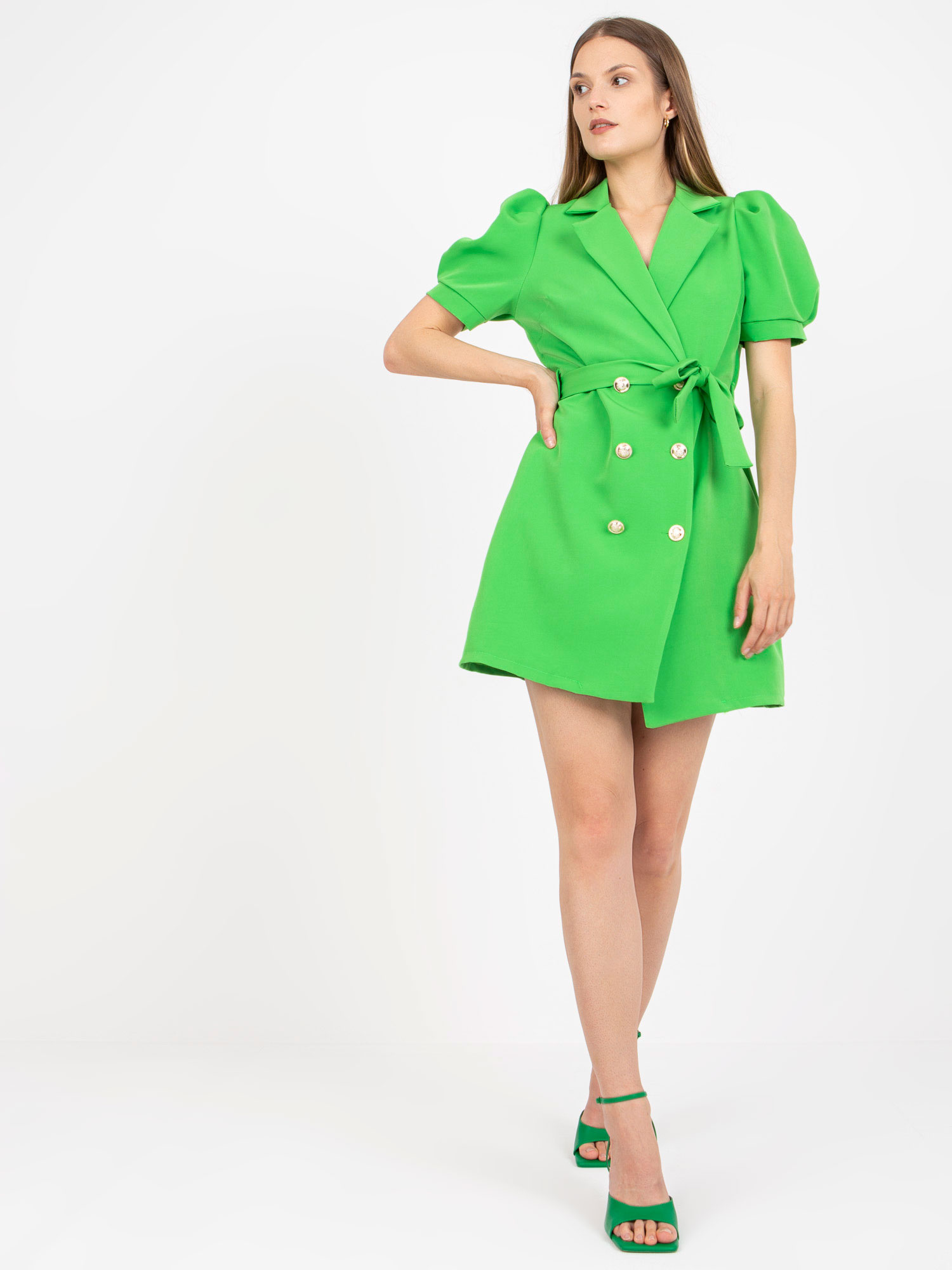 Svetlozelené elegantné šaty s gombíkmi DHJ-SK-A6311.39-light green Veľkosť: ONE SIZE