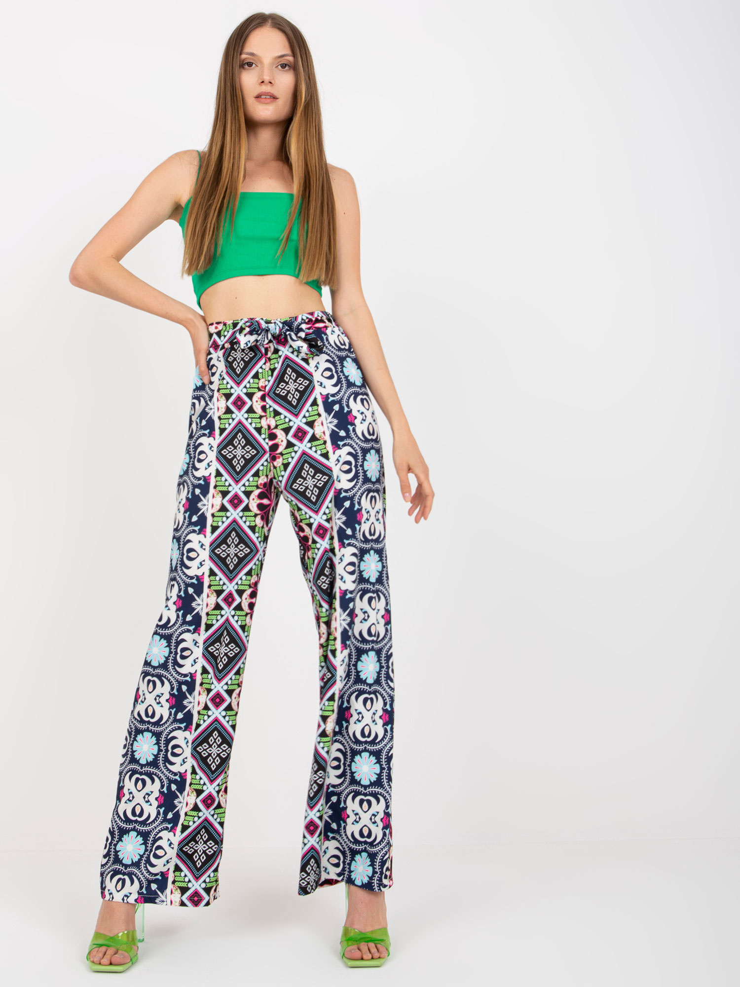 Čierne vzorované nohavice -DHJ-SP-13587.66P-black Veľkosť: ONE SIZE