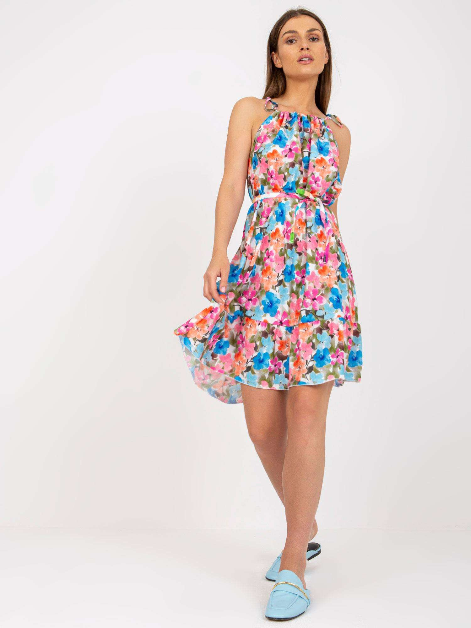 Farebné kvetinové šaty WN-SK-0806-4.38-multicolor Veľkosť: L/XL