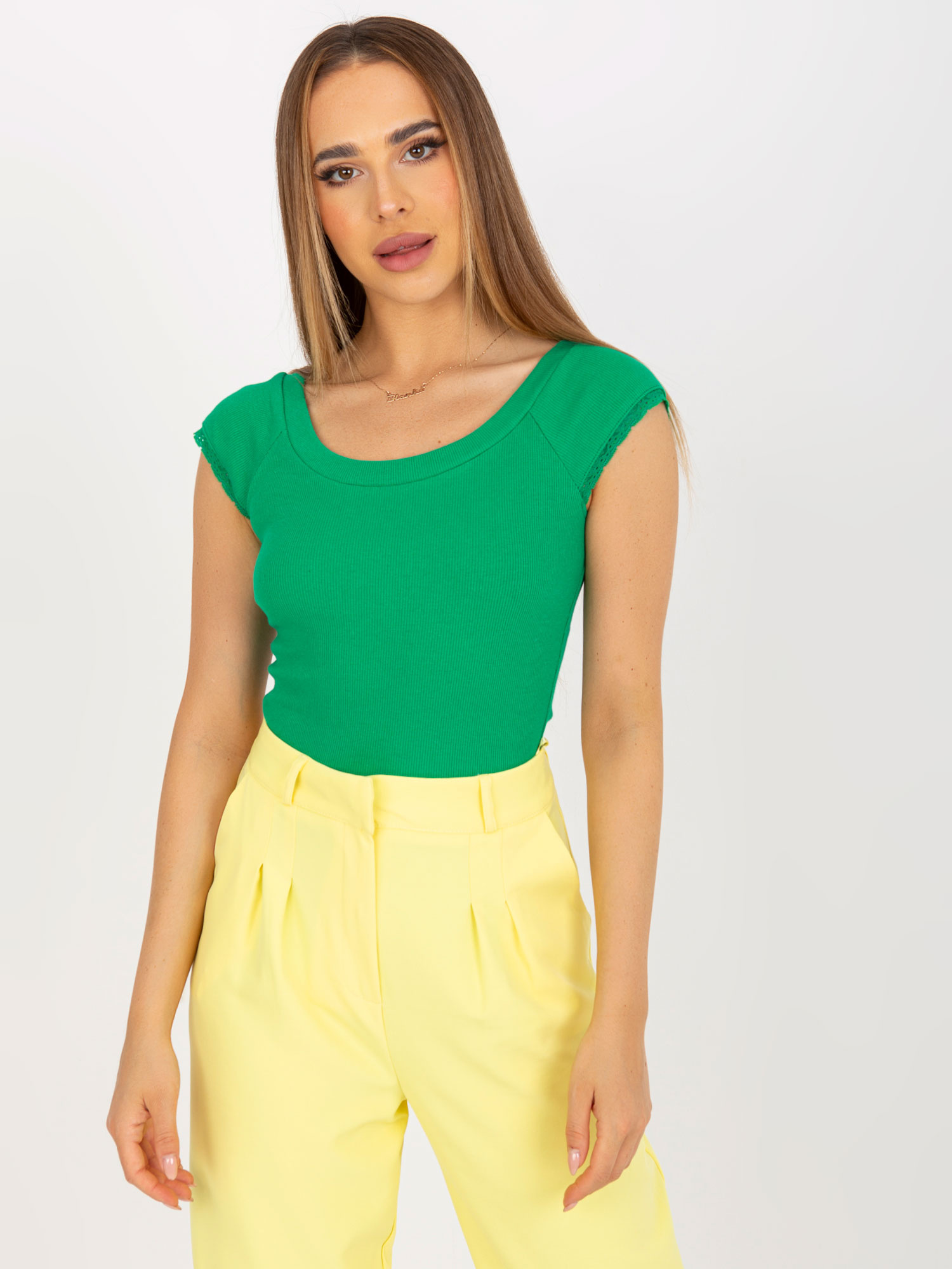 Zelené rebrované tričko RV-TP-8015.68-green Veľkosť: L