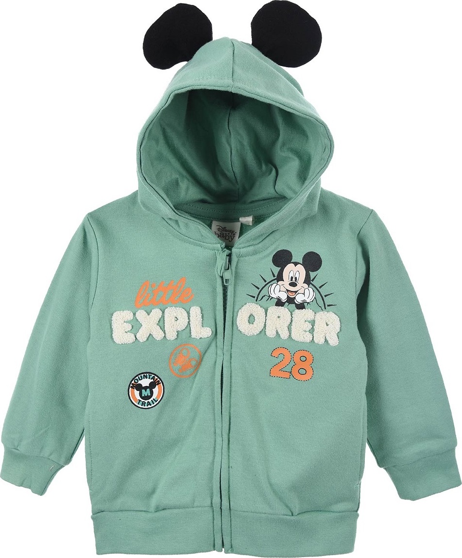 Svetlozelená mikina Mickey Mouse s kapucňou Veľkosť: 74