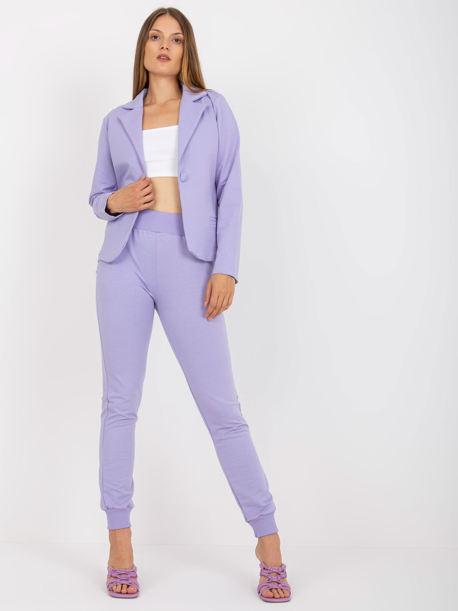 Svetlofialový komplet nohavíc a saka FA-KMPL-7717.58-light purple Veľkosť: L/XL