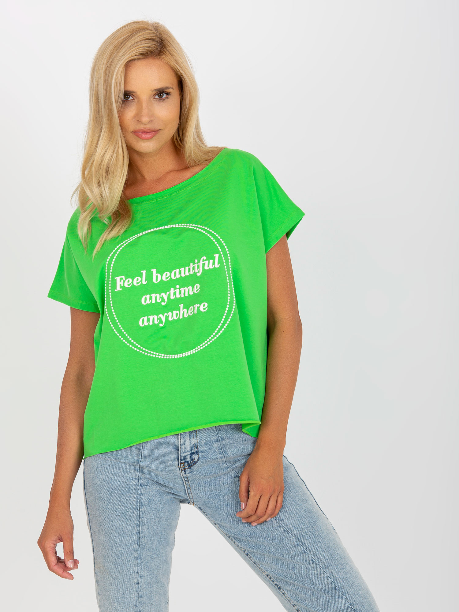 Svetlozelené tričko s potlačou -FA-BZ-7961.86-light green Veľkosť: ONE SIZE