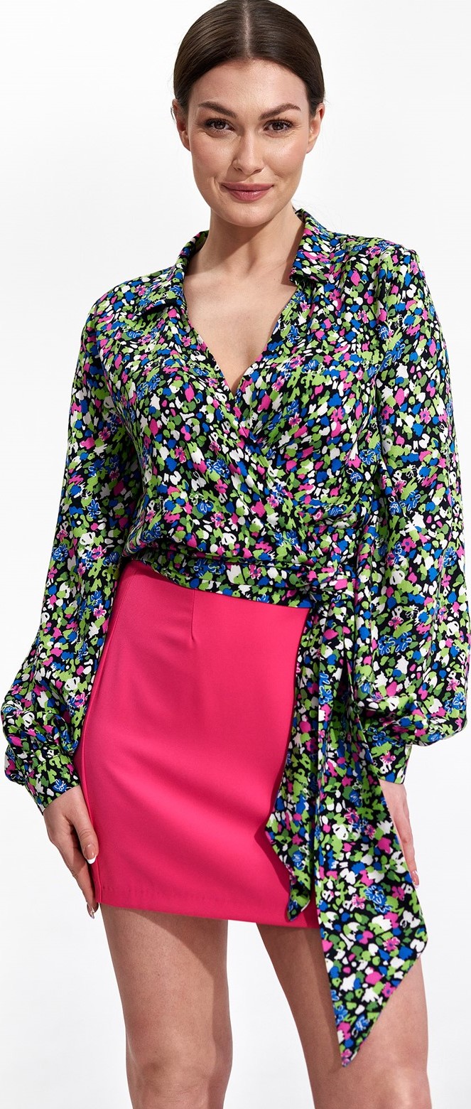 Ružová sukňa s rozparkom M866 Pink Veľkosť: S