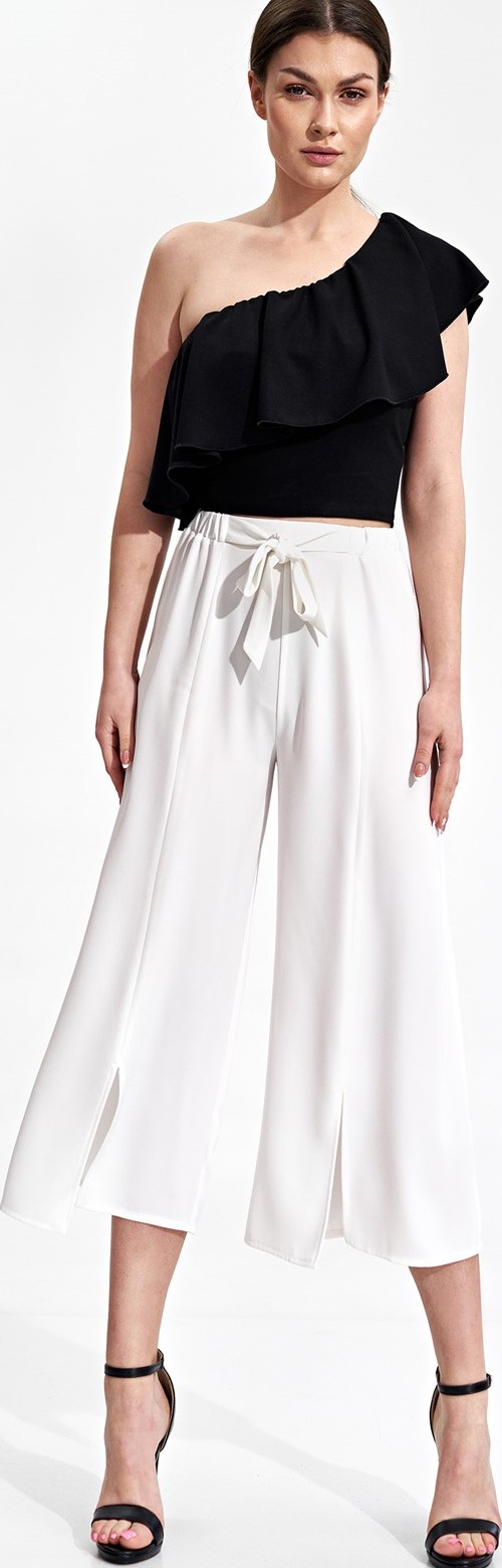 Smotanové široké letné nohavice s rozporkami M860 Ecru M860 Ecru Veľkosť: S