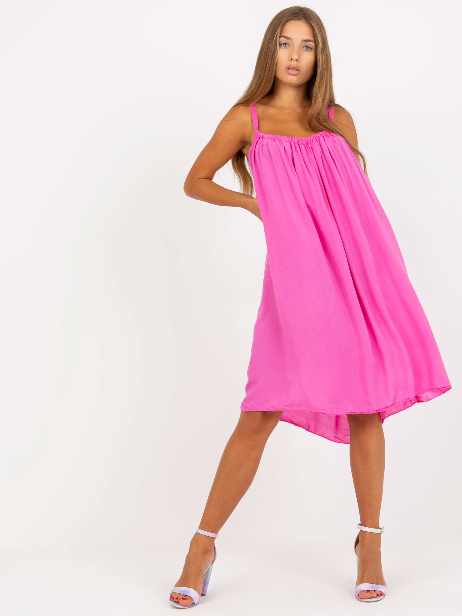 Ružové dámske voľné letné šaty TW-SK-BI-81541.31-pink Veľkosť: M