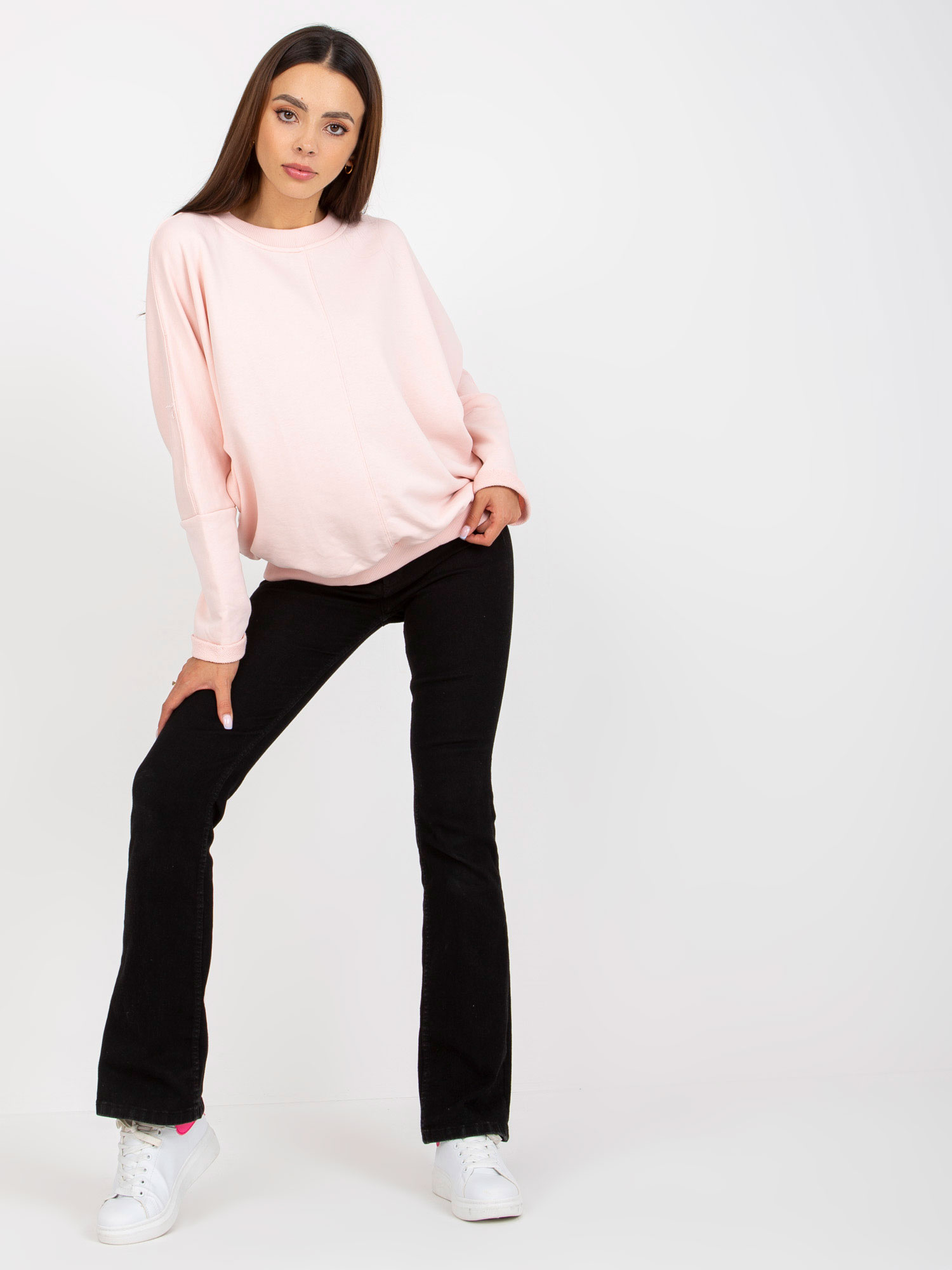 Svetloružová dámska mikina bez kapucne RV-BL-8080.56-light pink Veľkosť: S/M