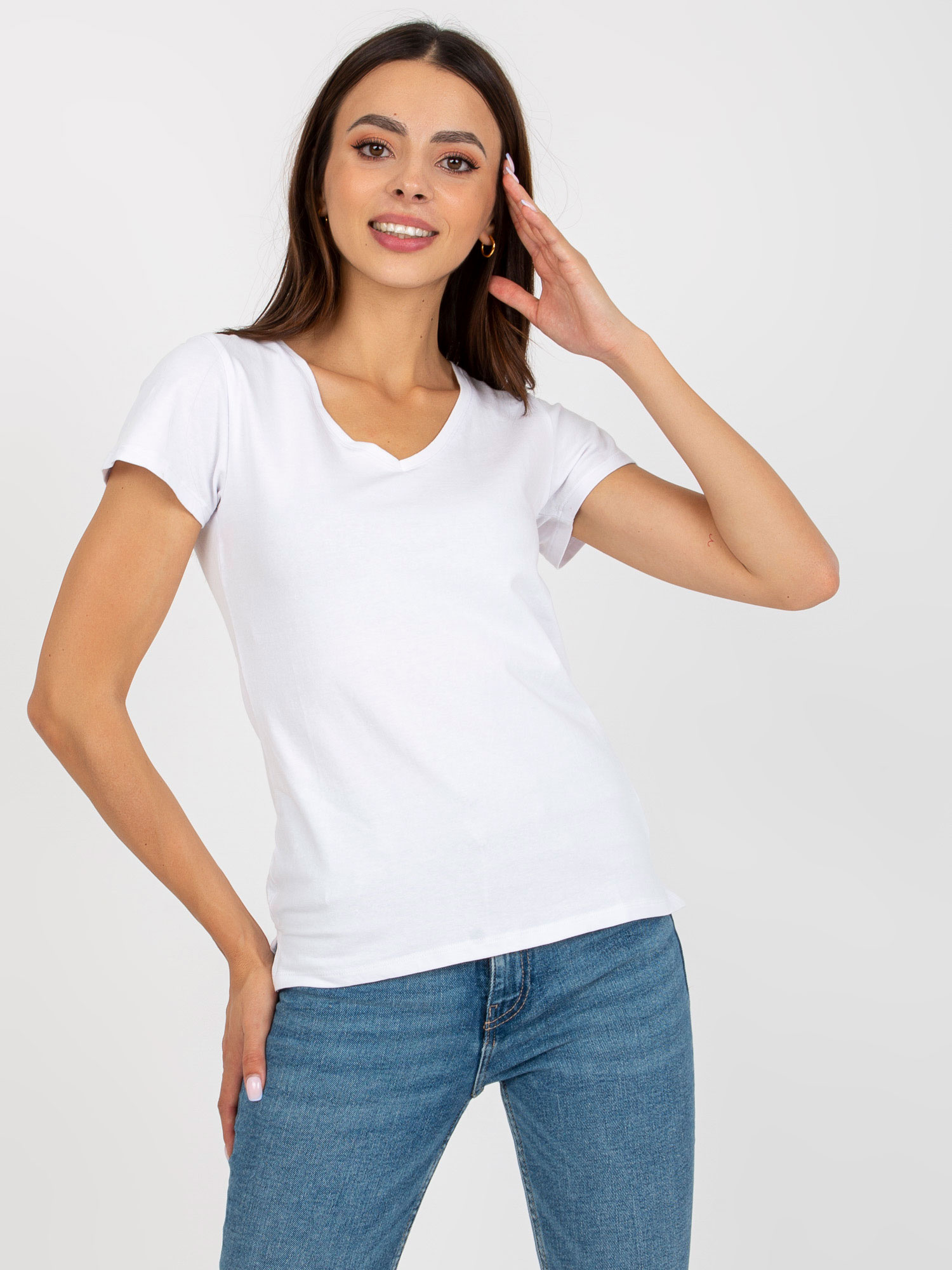 Biele tričko s výstrihom do V B-012.38P-white Veľkosť: 2XL