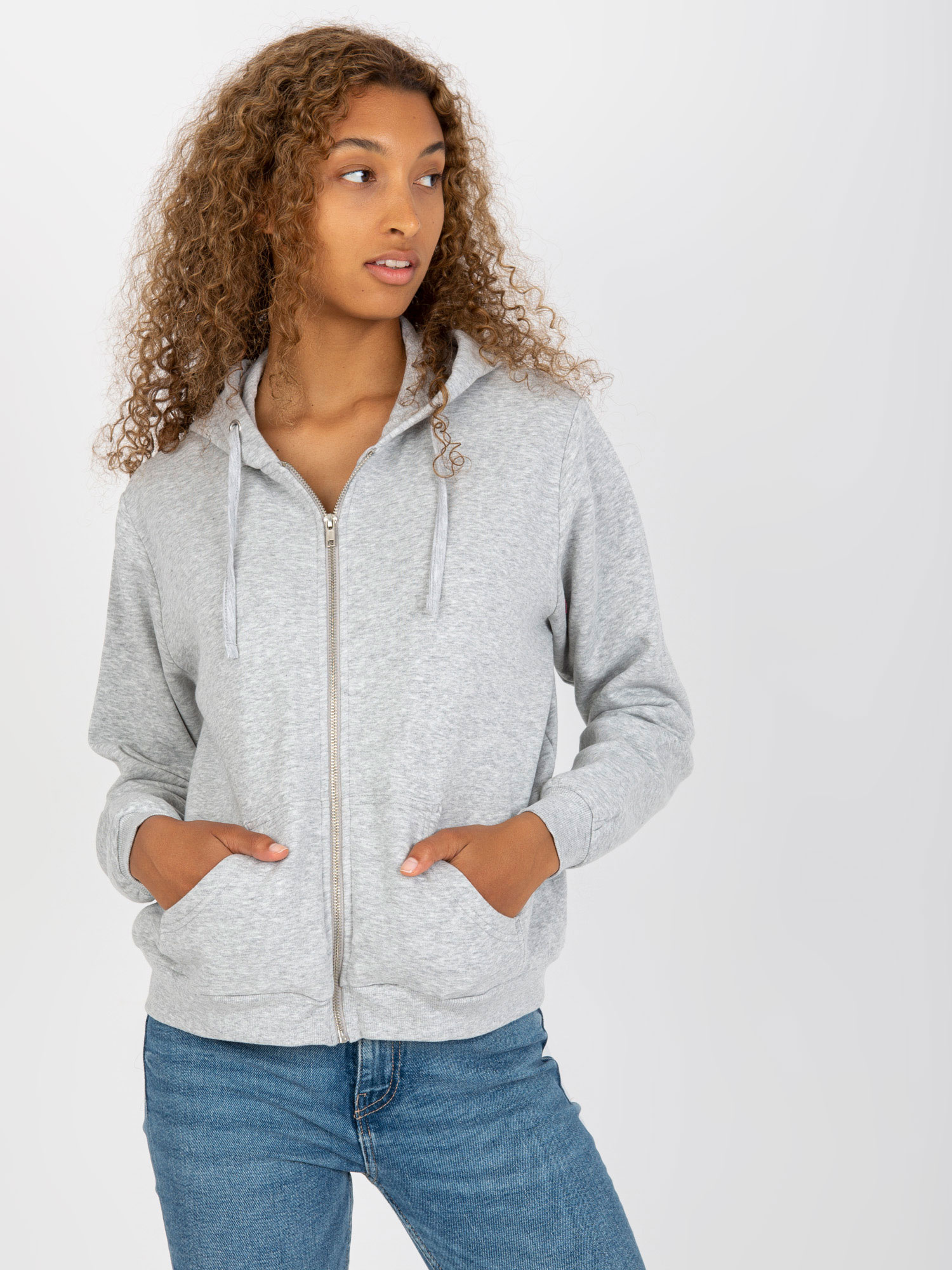 Sivá mikina na zips -B-002.68-grey Veľkosť: XS