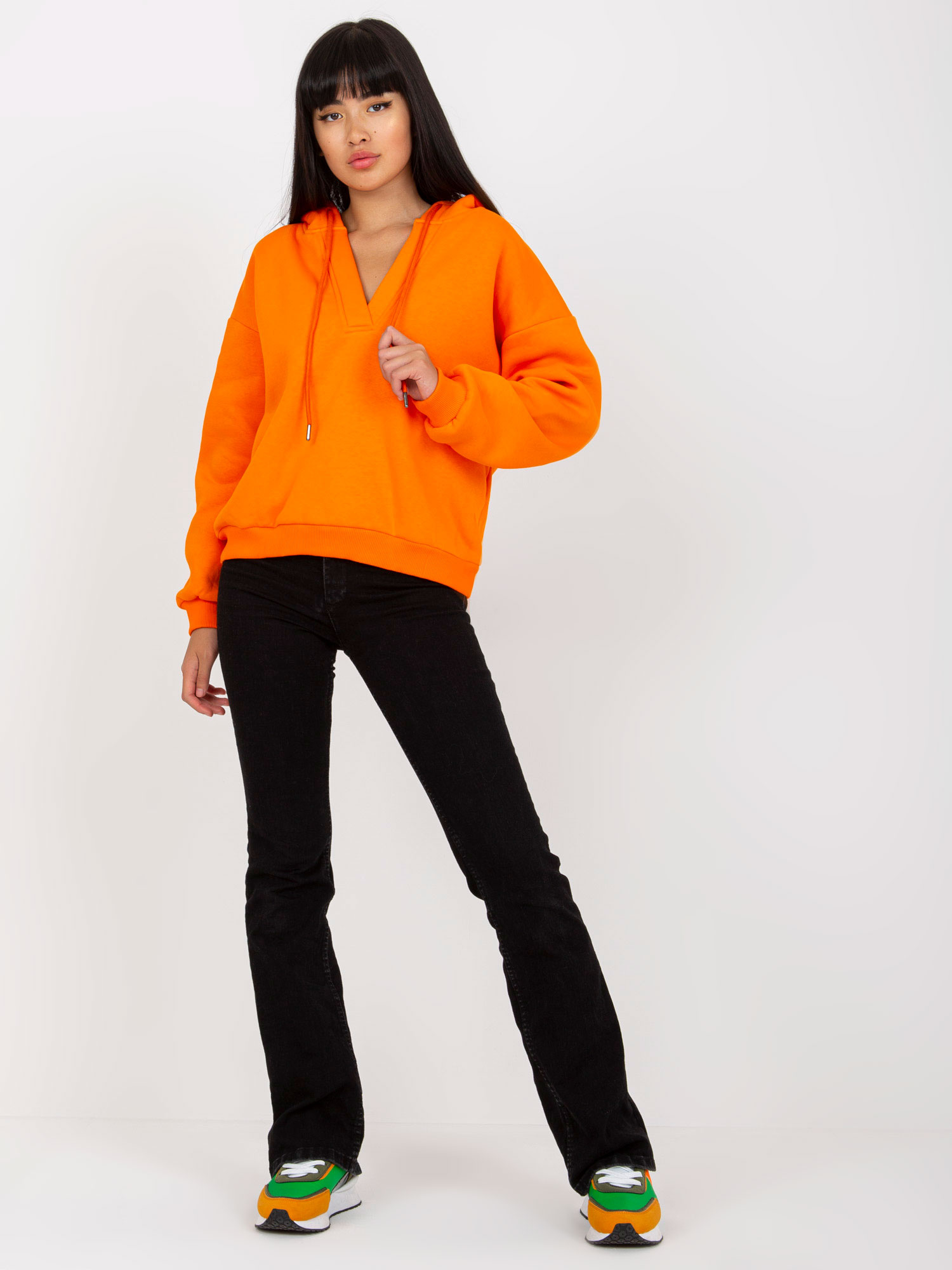 Oranžová mikina s výstrihom RV-BL-7998.71P-orange Veľkosť: S/M
